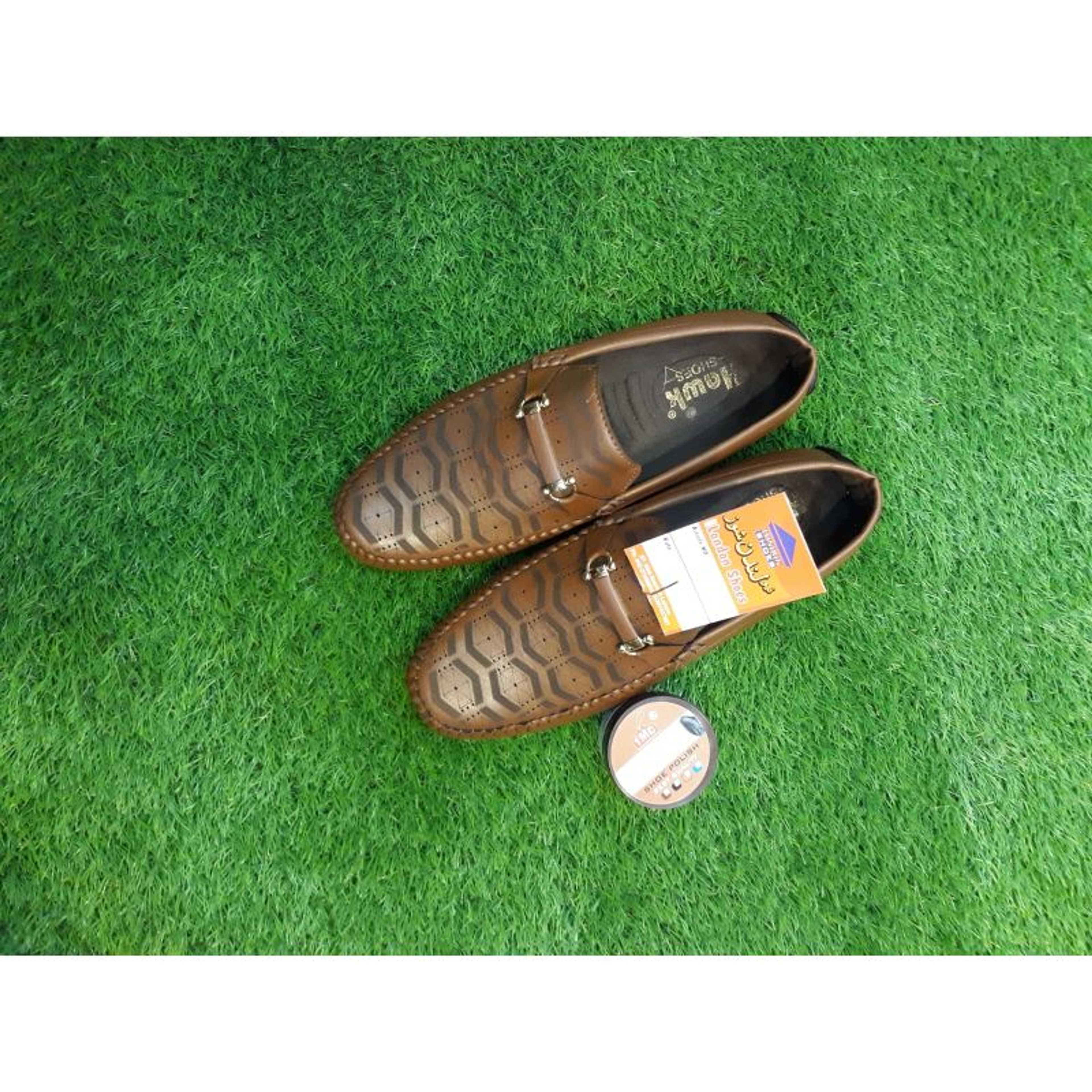 Brown Color Loafers Shoes with Polish Gift (Article 1421)