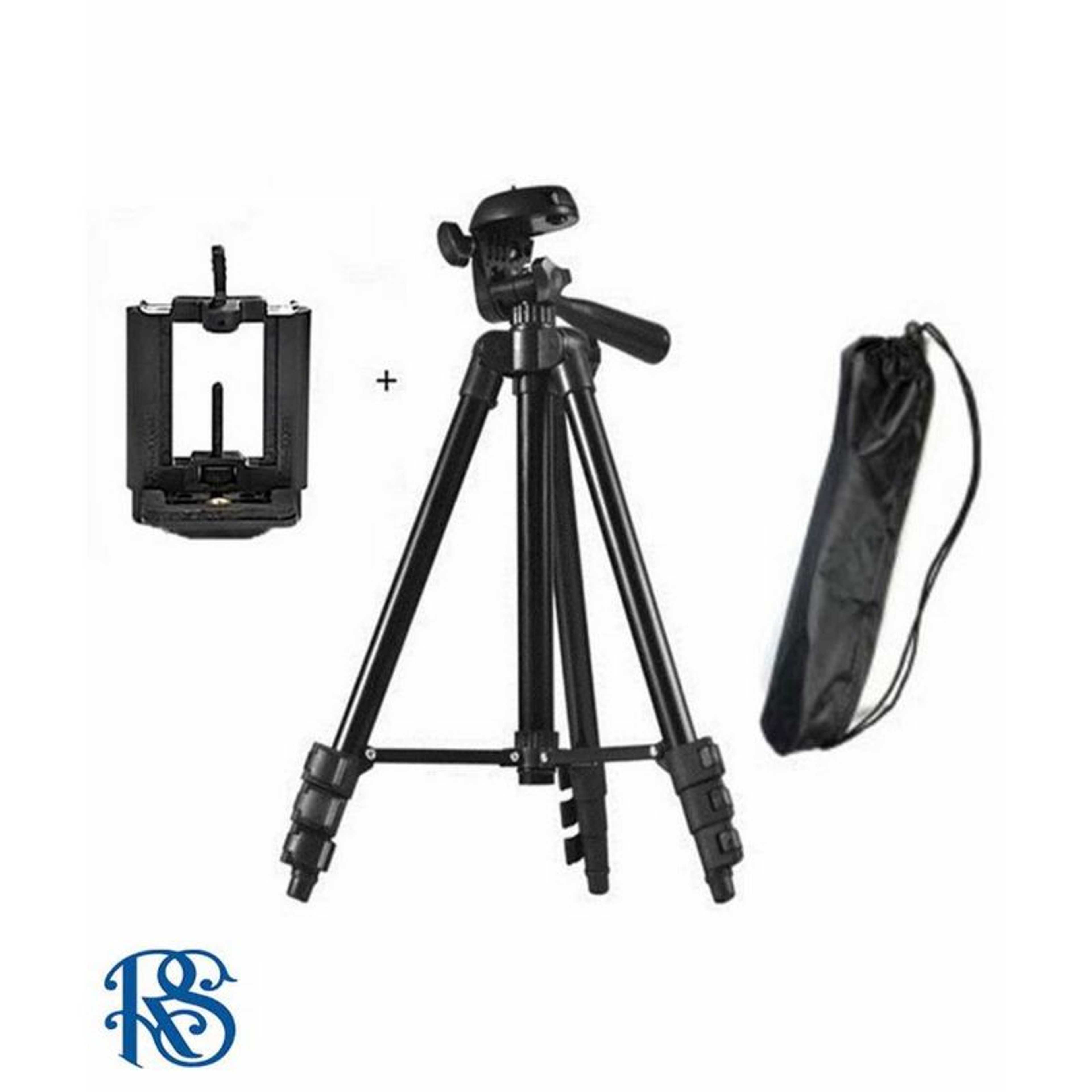 3120 Foldable Camera Tripod With Mobile Clip Holder, Fully Flexible Mount Cum Tripod Stand (Black)