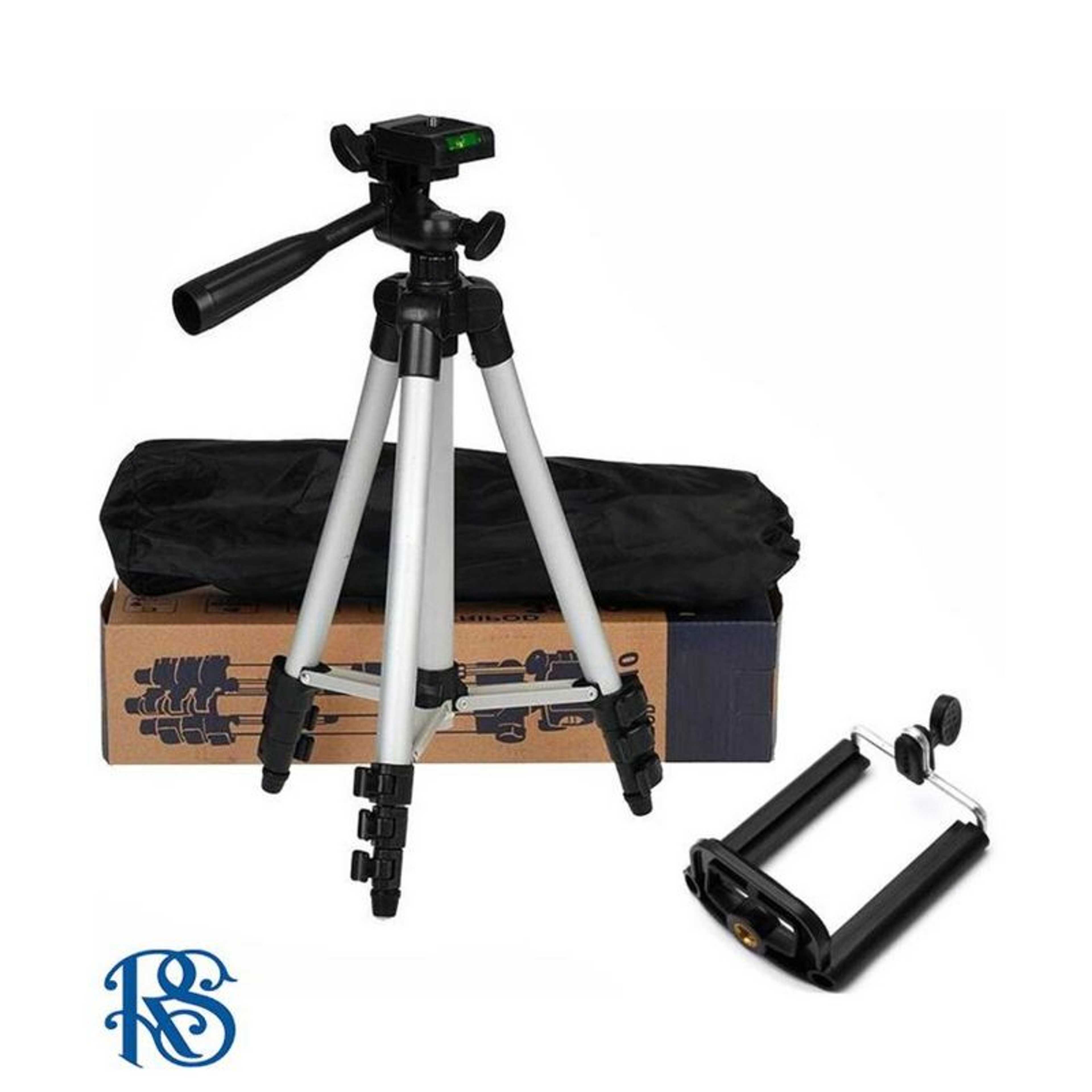 3110 Foldable Camera Tripod With Mobile Clip Holder, Fully Flexible Mount Cum Tripod Stand (Silver)