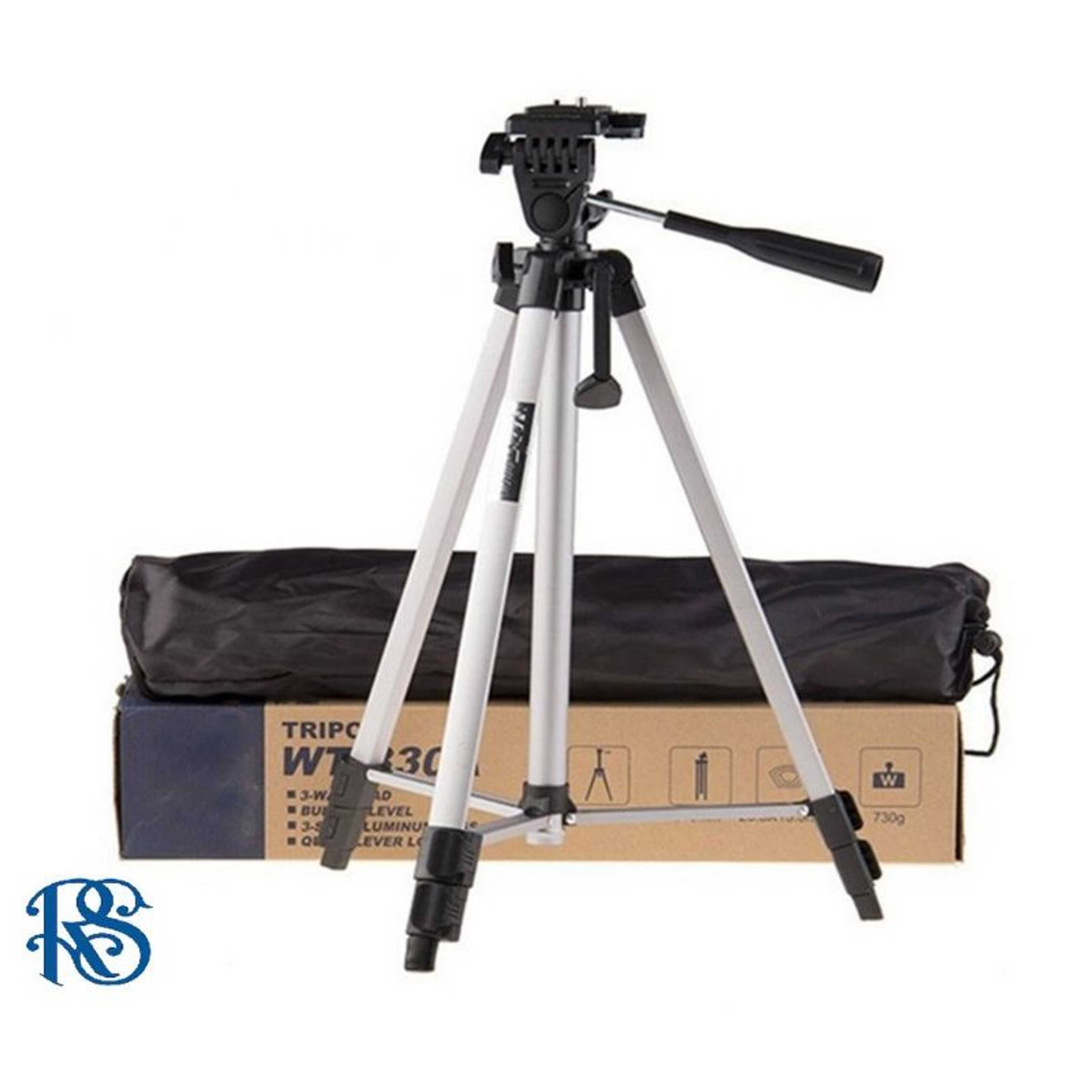 WF-330A Professional Lightweight Aluminum Portable Tripod Stand 3 Way Head