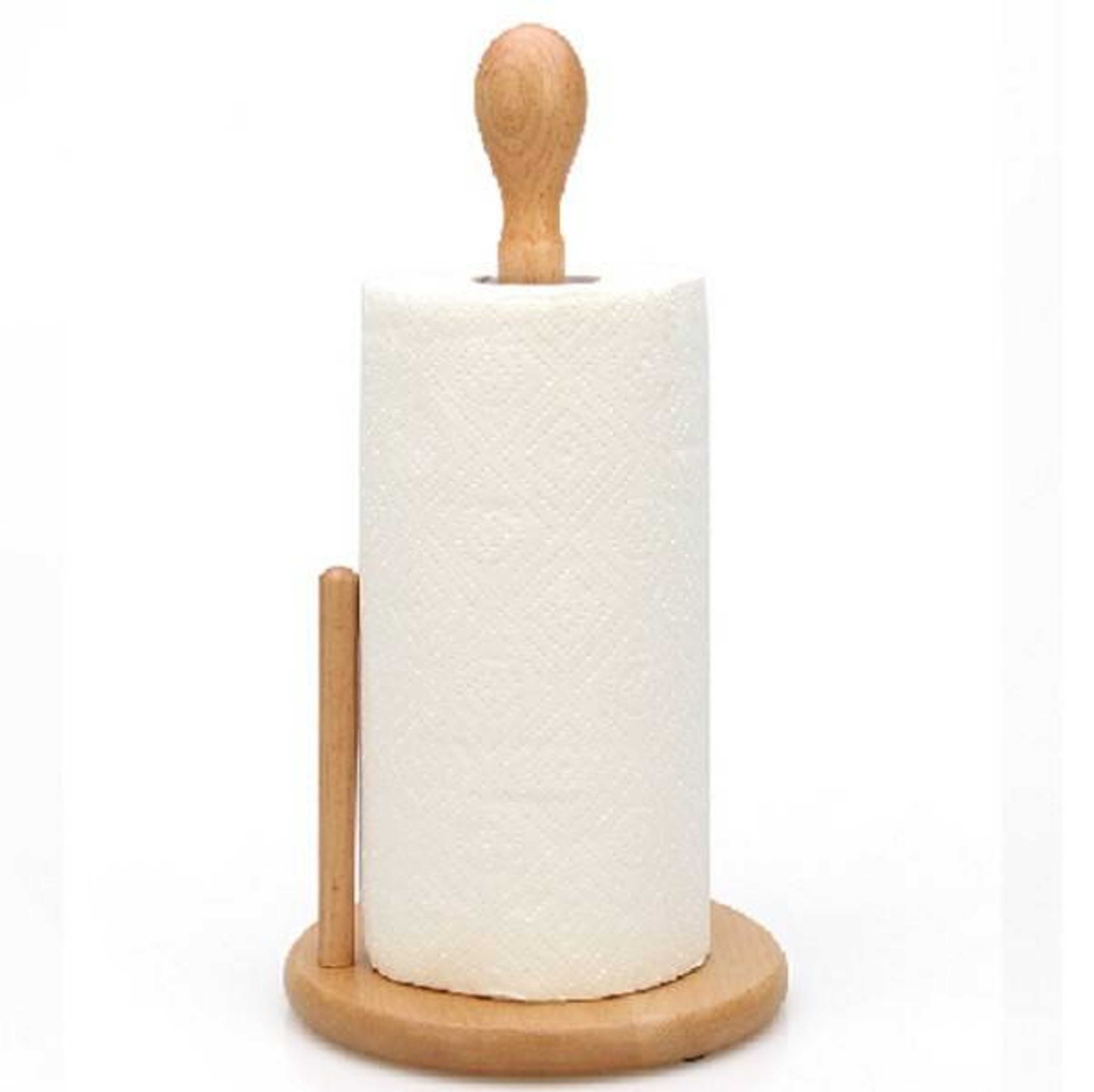 Bamboo Paper Towel Holder Countertop, Kitchen Stand Paper Towel Holders & Dispenser