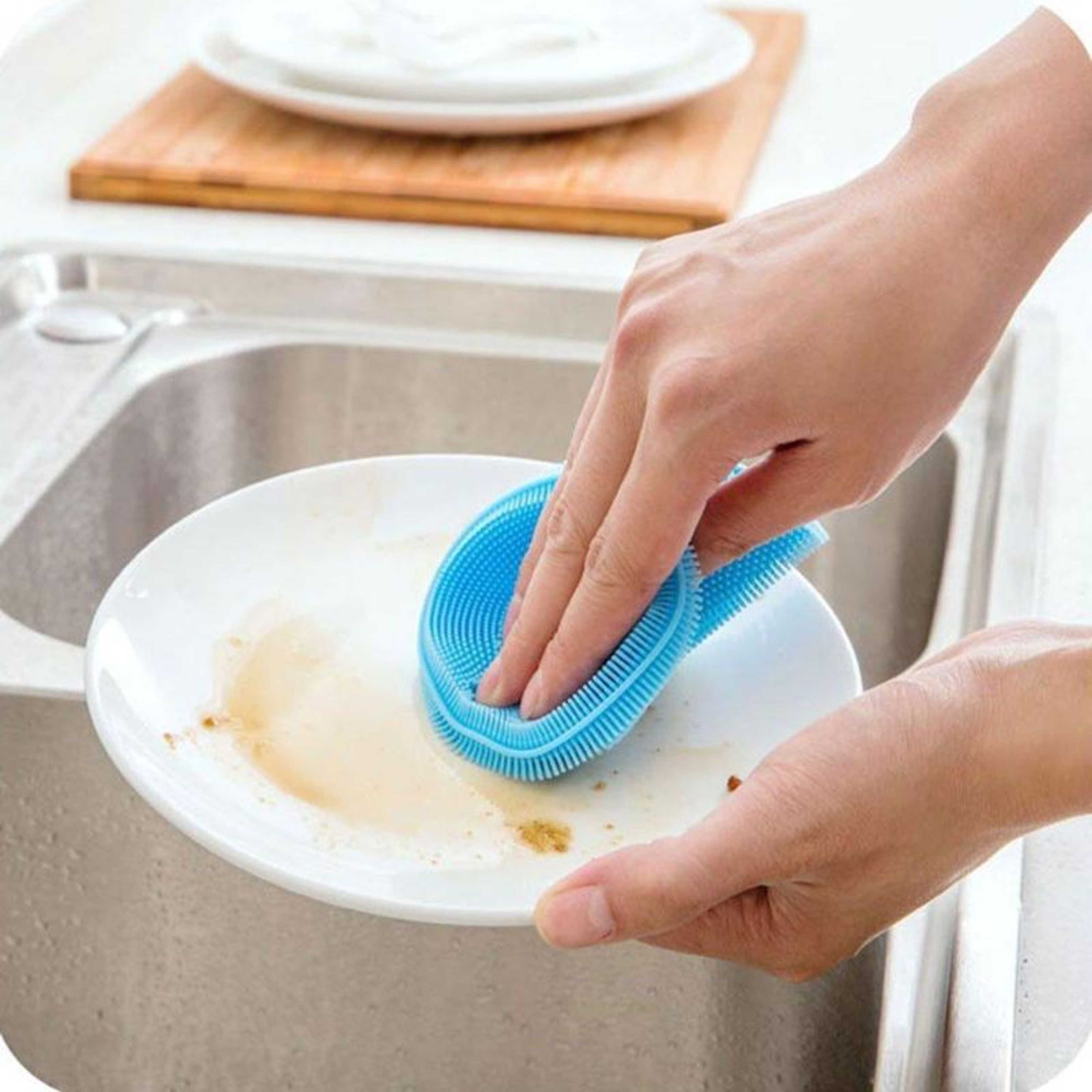 Silicone sponge dish Mini Dish Washing Non Stick Oil sponge For Kitchen rush Sponge Fruit Vegetable Scrubber Pot Pan Brush 1 PC