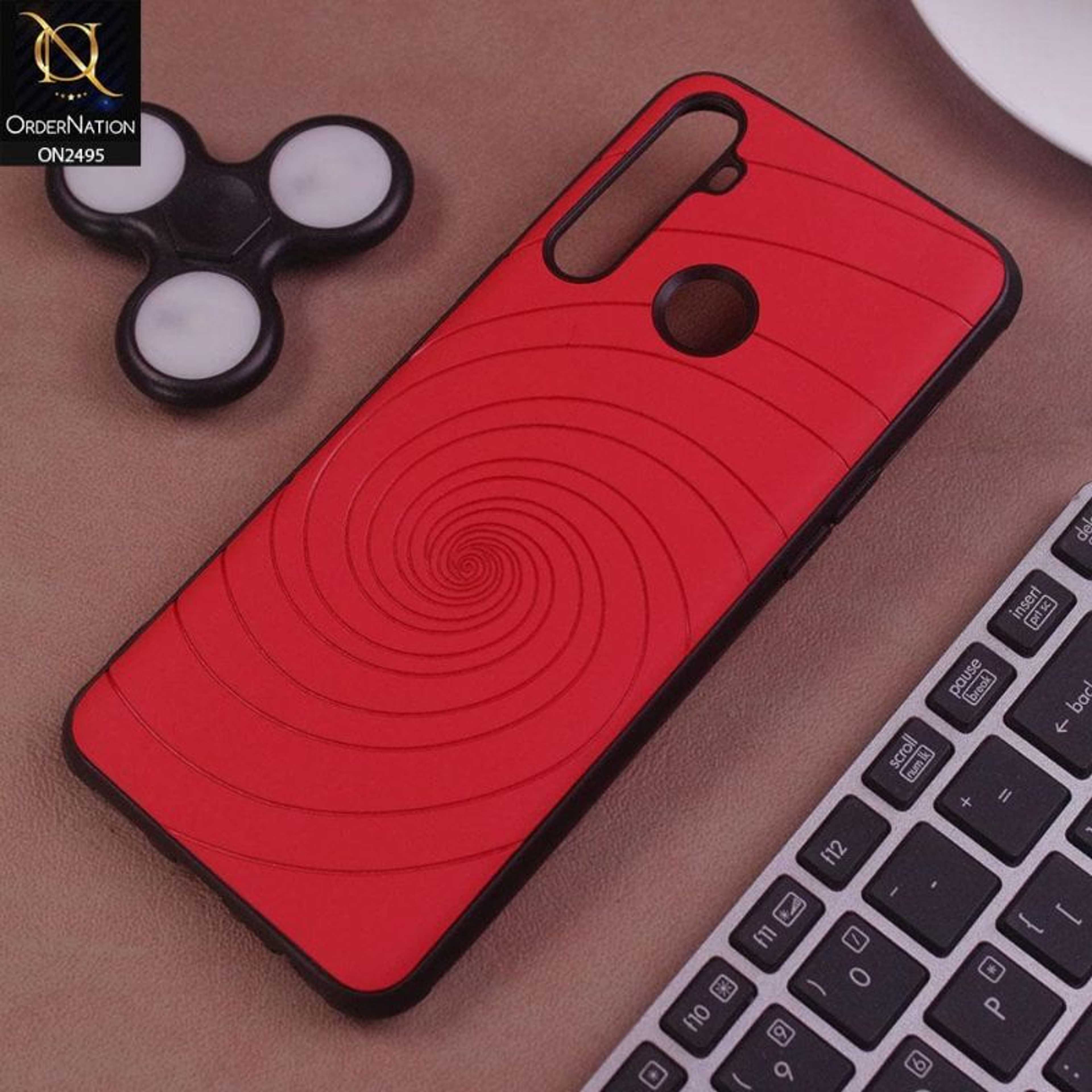 Realme 6i Cover - Red - New Stylish Spiral Ring Leather Texture Soft Case