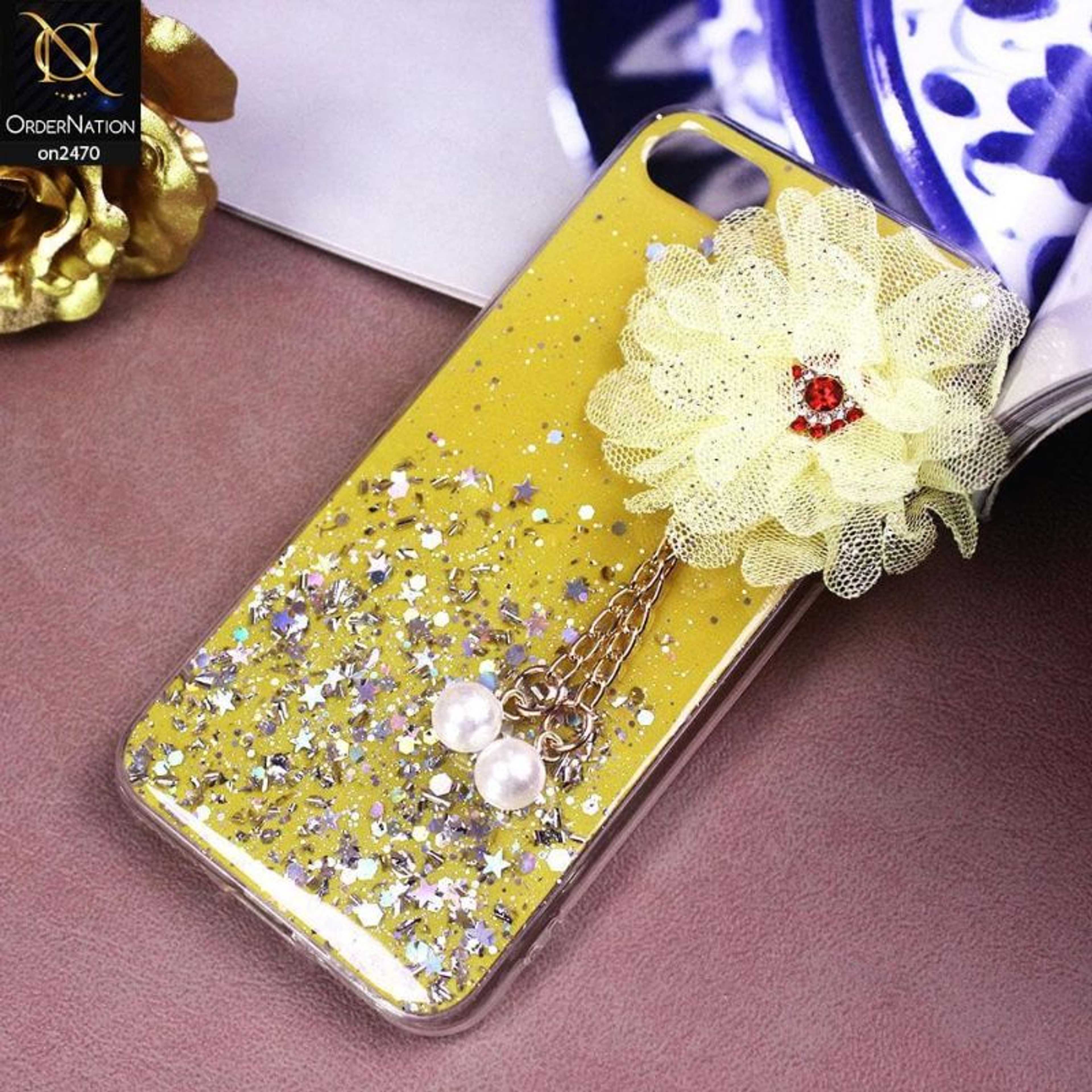 iPhone 8 / 7 Cover - Design 4  - Fancy Flower Bling Glitter Rinestone Soft Case - Glitter Does Not Move