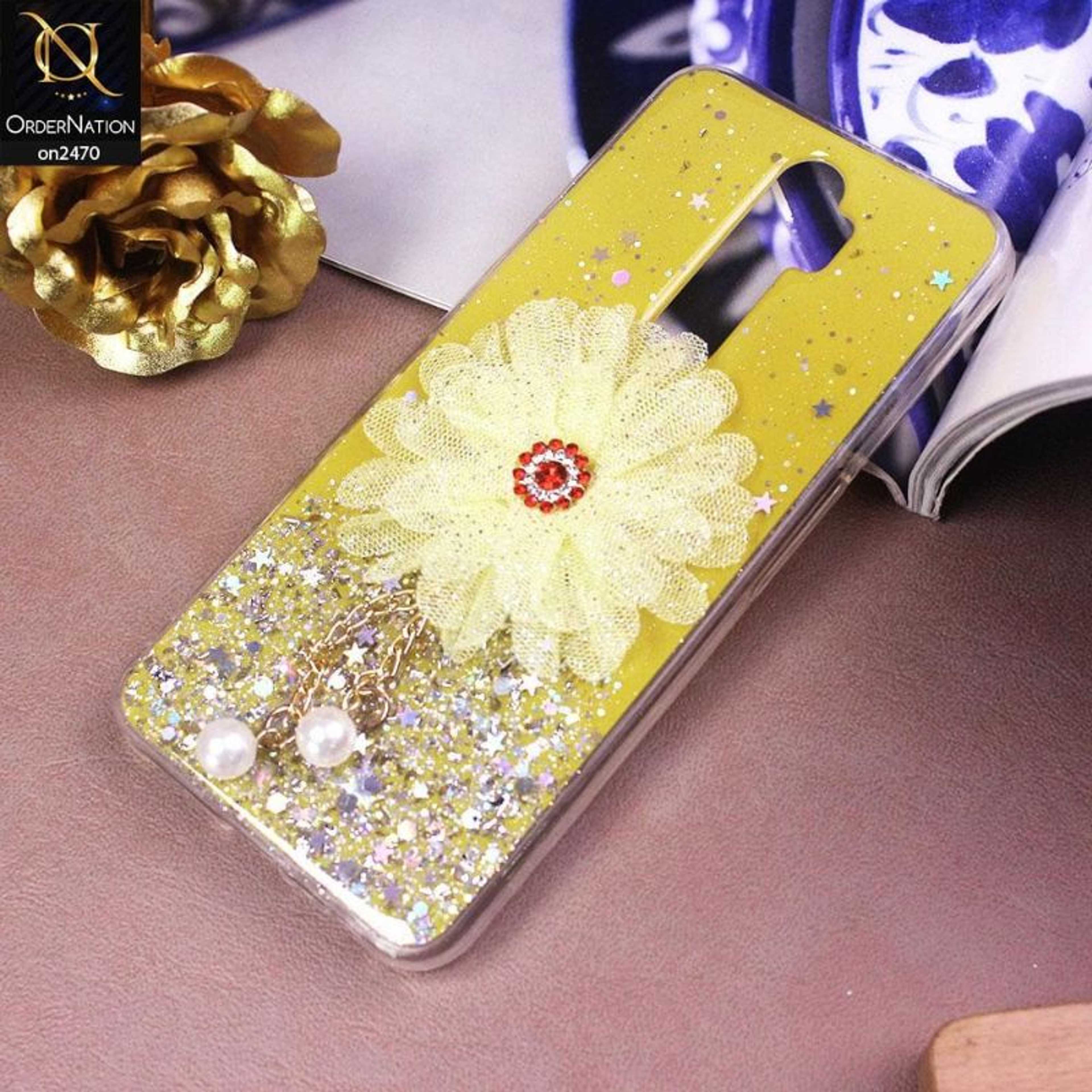Oppo A9 2020 Cover - Design 4  - Fancy Flower Bling Glitter Rinestone Soft Case - Glitter Does Not Move