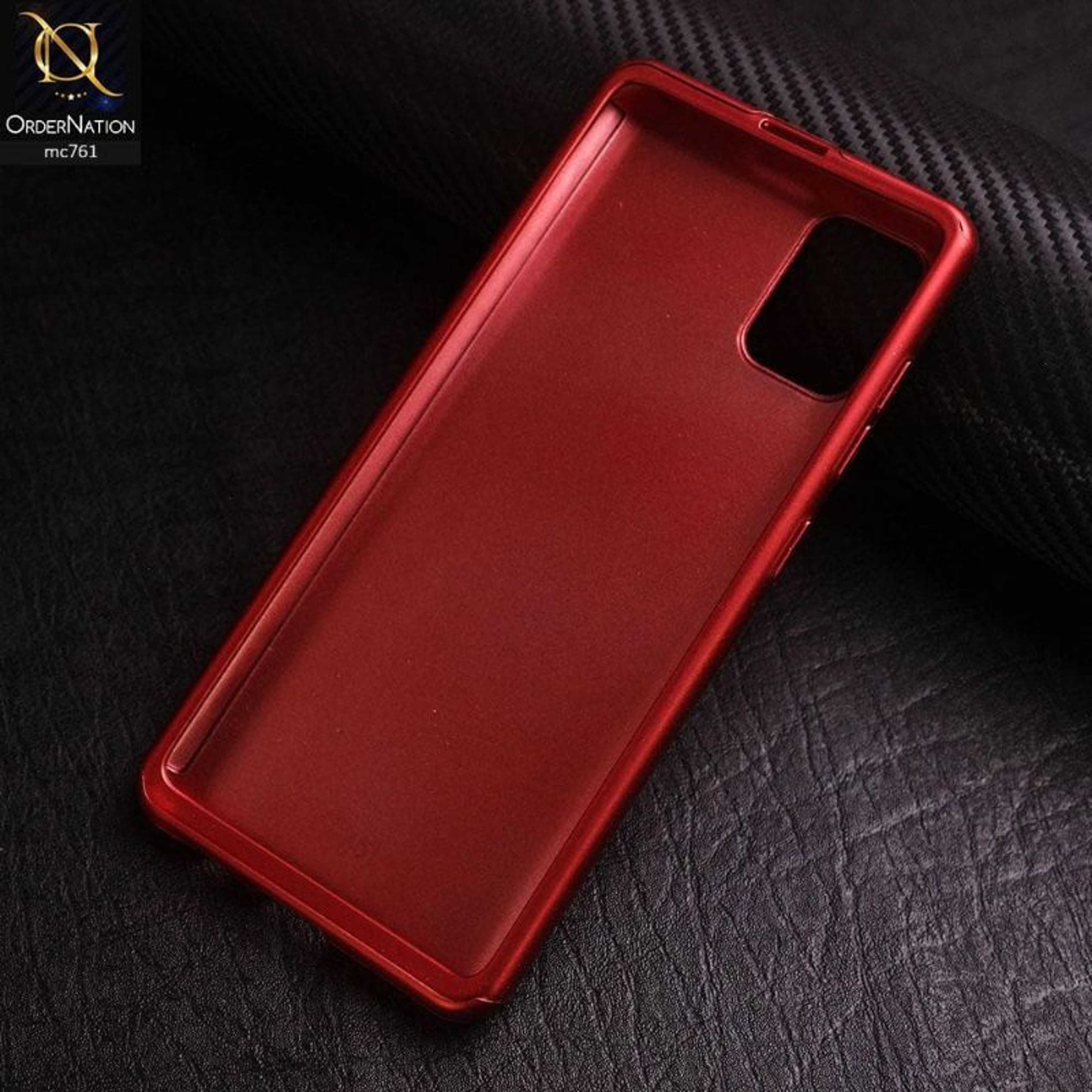 Samsung Galaxy A51 Cover - Red - 360 Full Protection Flexible Hard Case With Glass Screen Protector