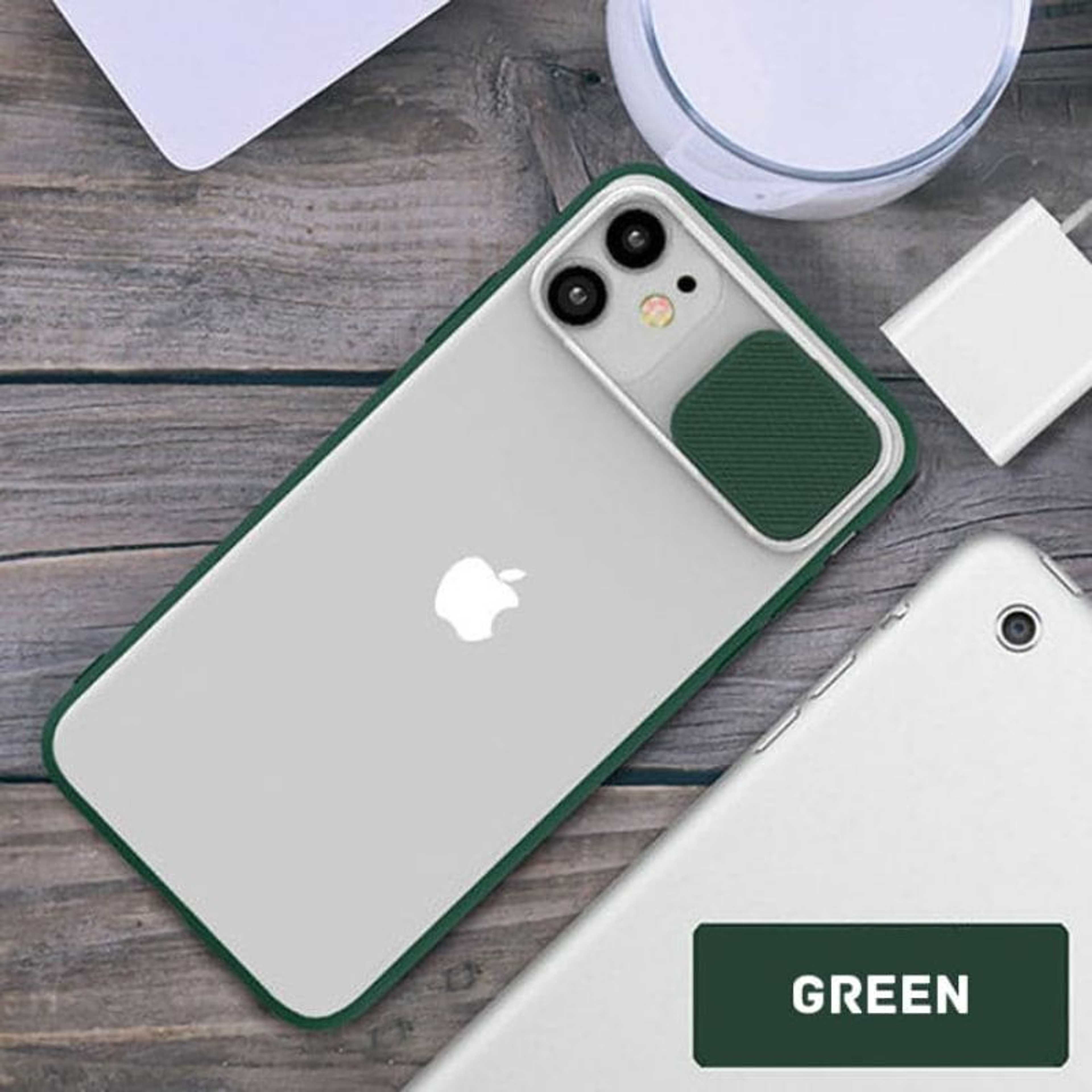 iPhone 11 Cover - Green - Translucent Matte Shockproof Camera Slide Protection Case