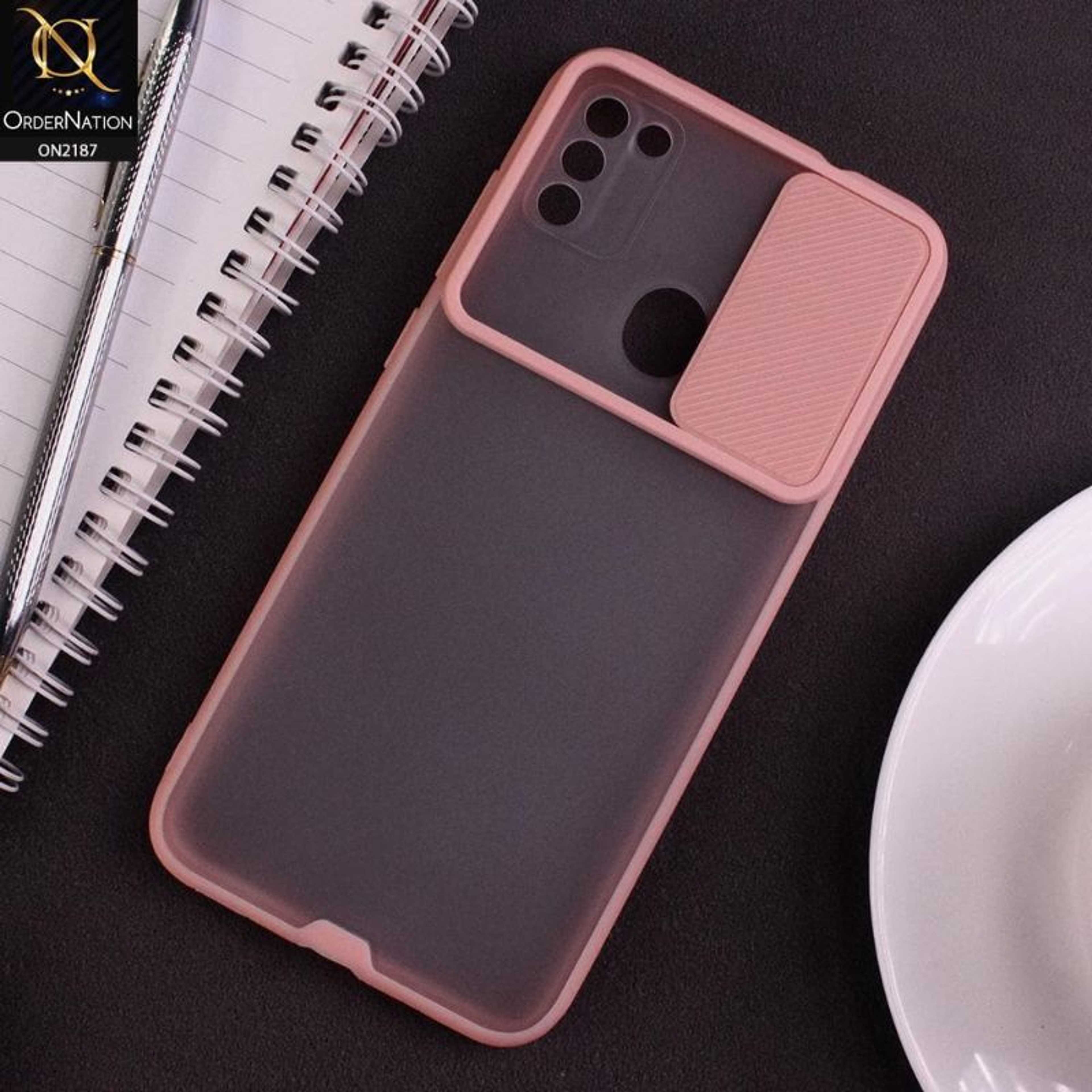 Samsung Galaxy A11 Cover - Pink - Translucent Matte Shockproof Camera Slide Protection Case