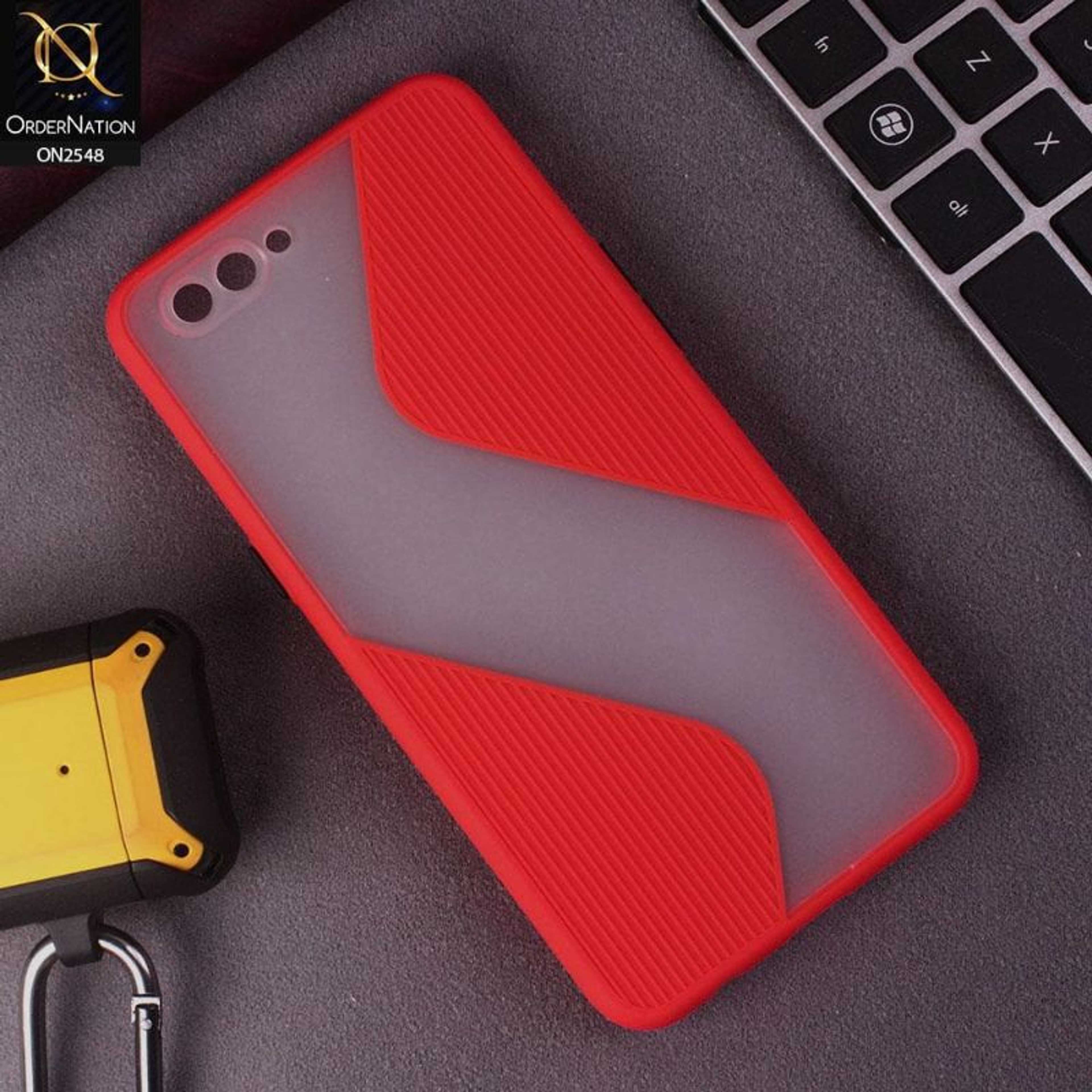 Oppo A3s Cover - Red - New Ziggy Line Wavy Style Soft Case