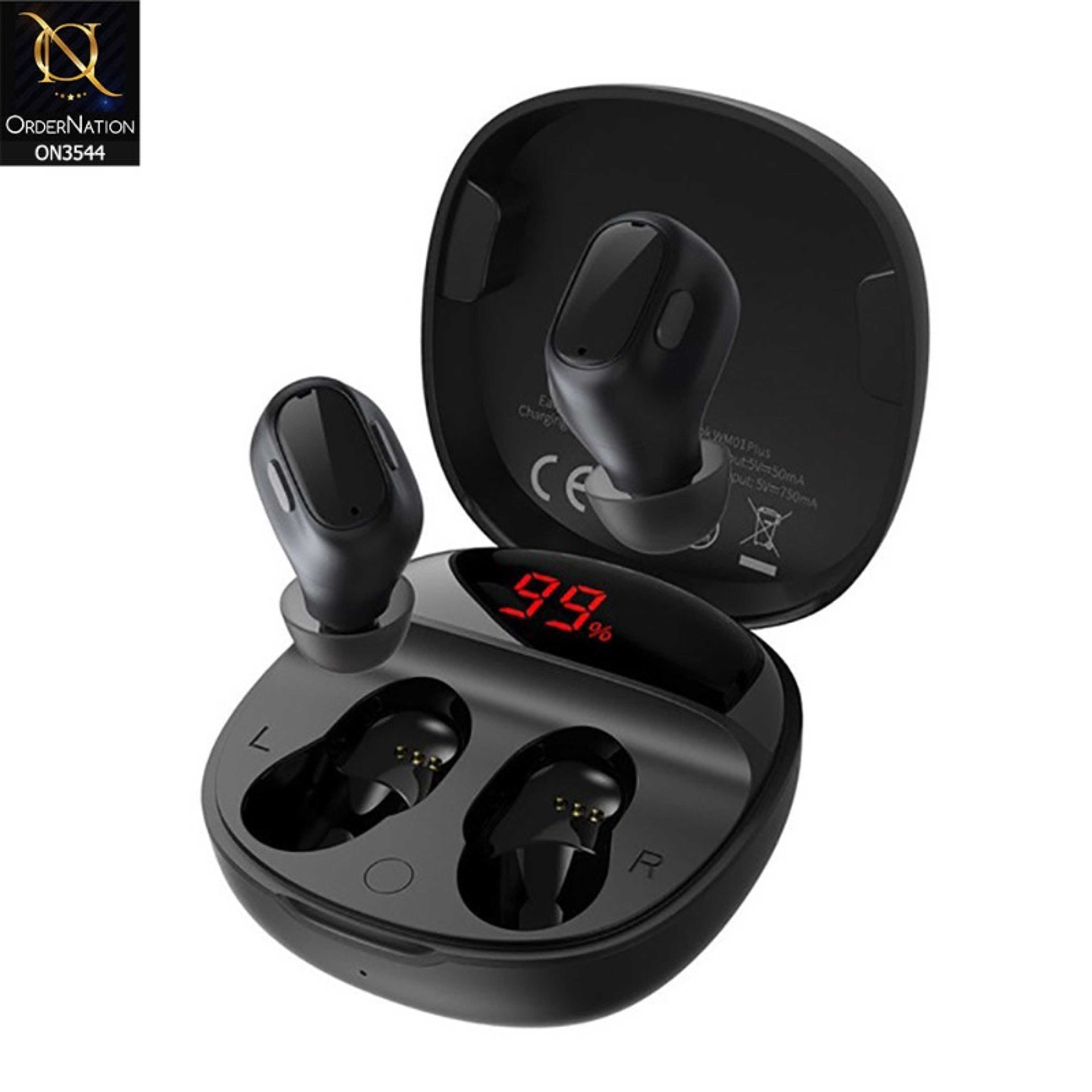 Baseus WM01 Plus TWS Digital Display Wireless Earphone - Black - Product Main Image