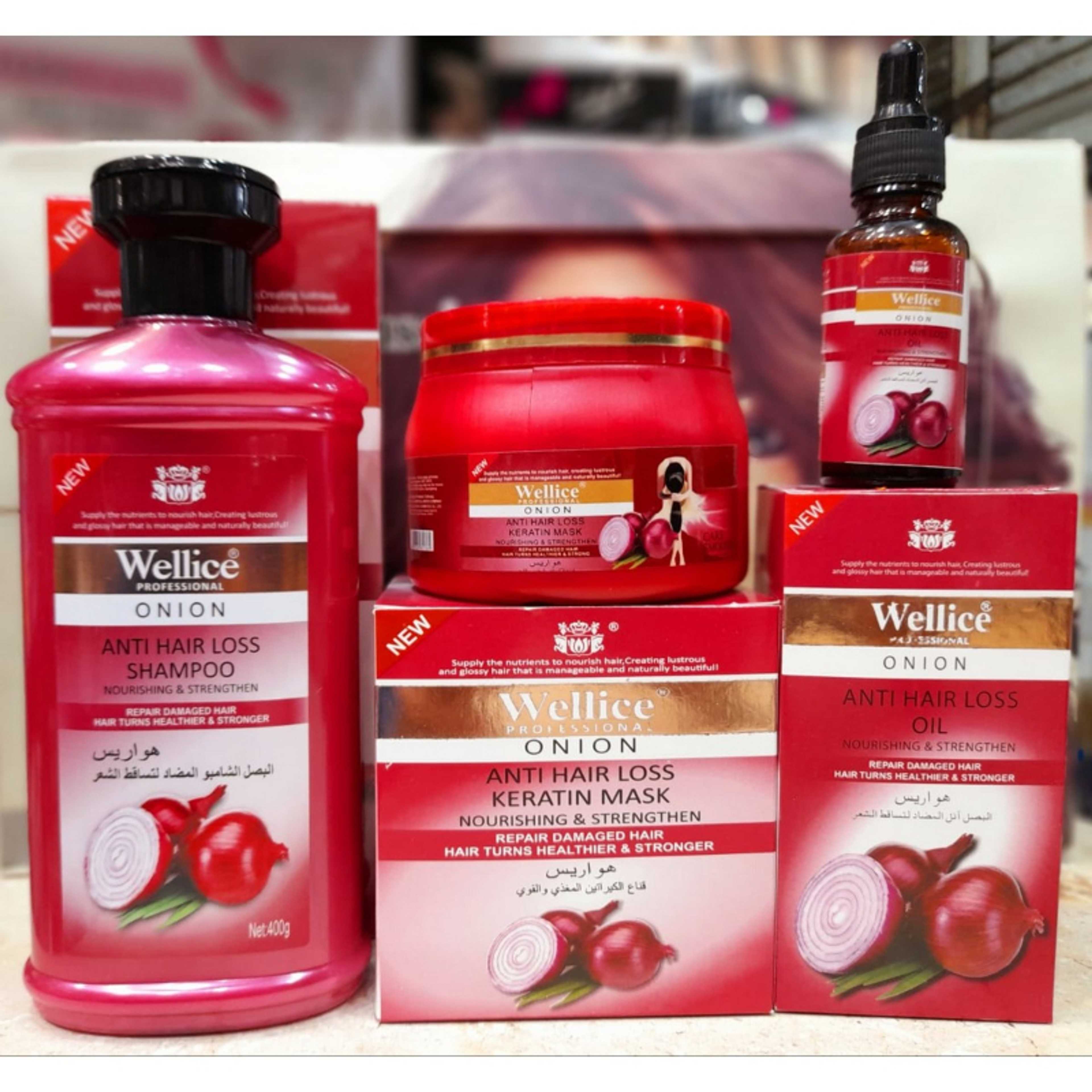 Deal of 3 Wellice Onion Anti Hair Loss Shampoo, Oil and Hair Mask Original - Product Main Image