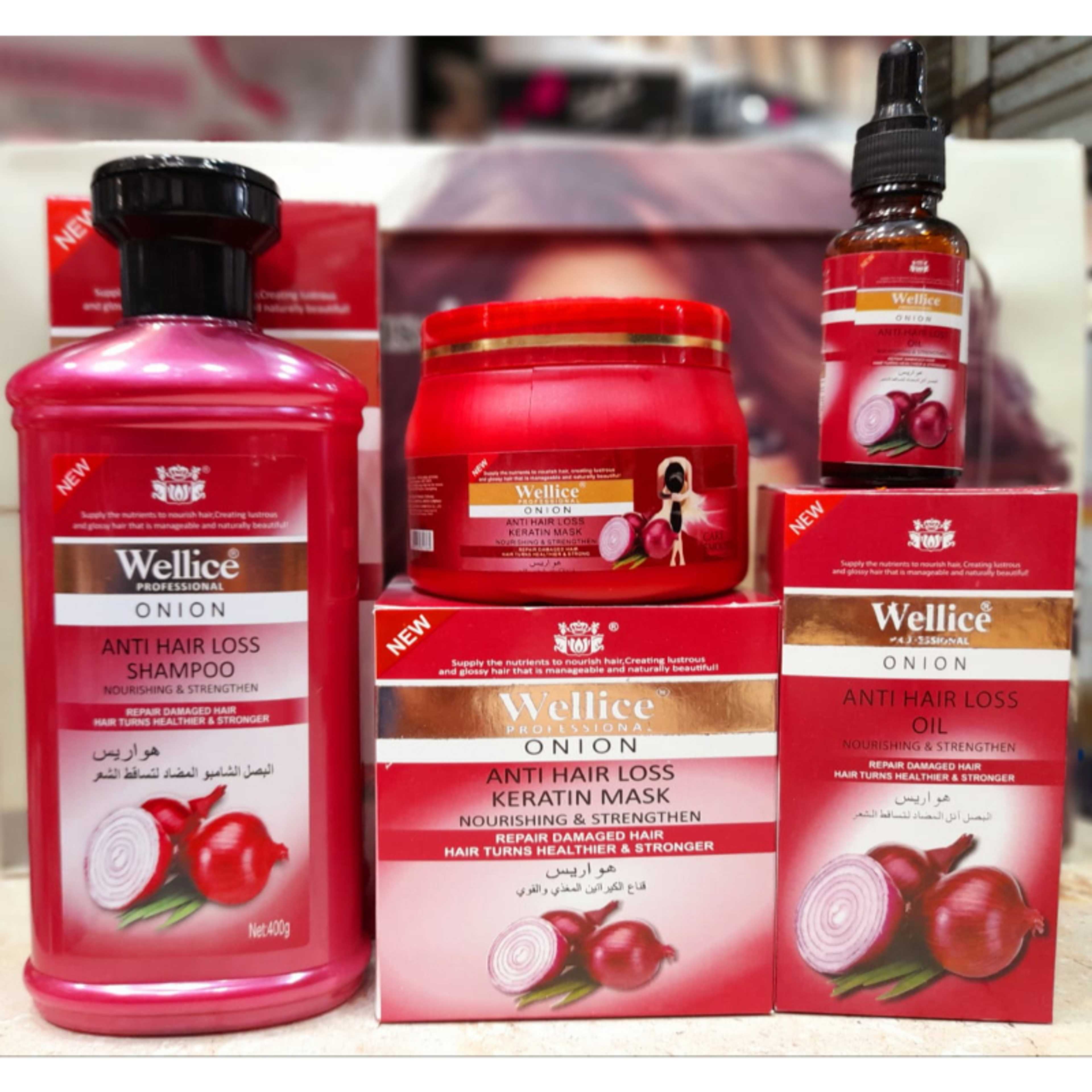 Deal of 3 Wellice Onion Anti Hair Loss Shampoo, Oil and Hair Mask Original - Product Main Image