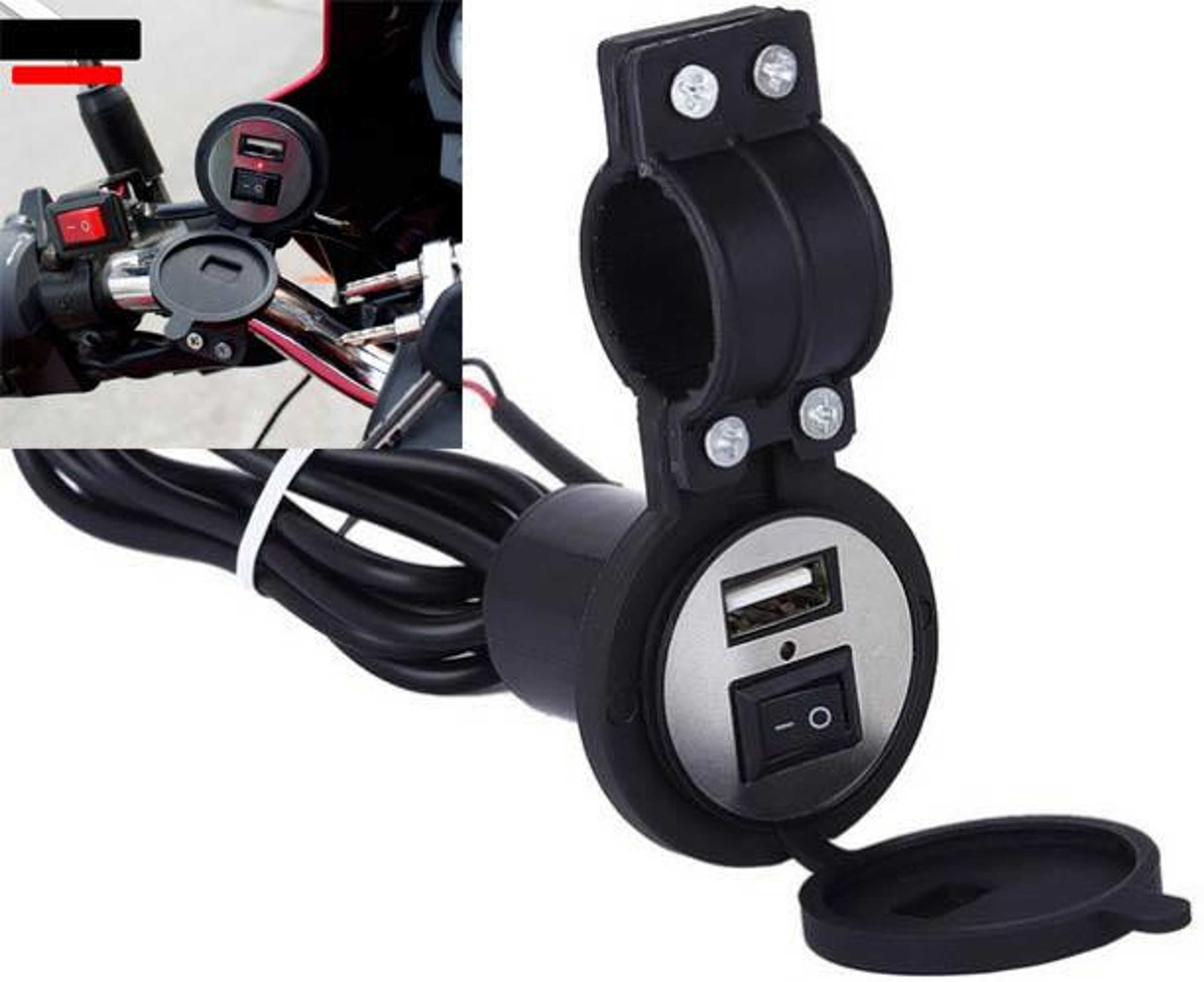 2pcs Motorcycle Electric Bicycle Handlebar Waterproof USB Charger For Phone`