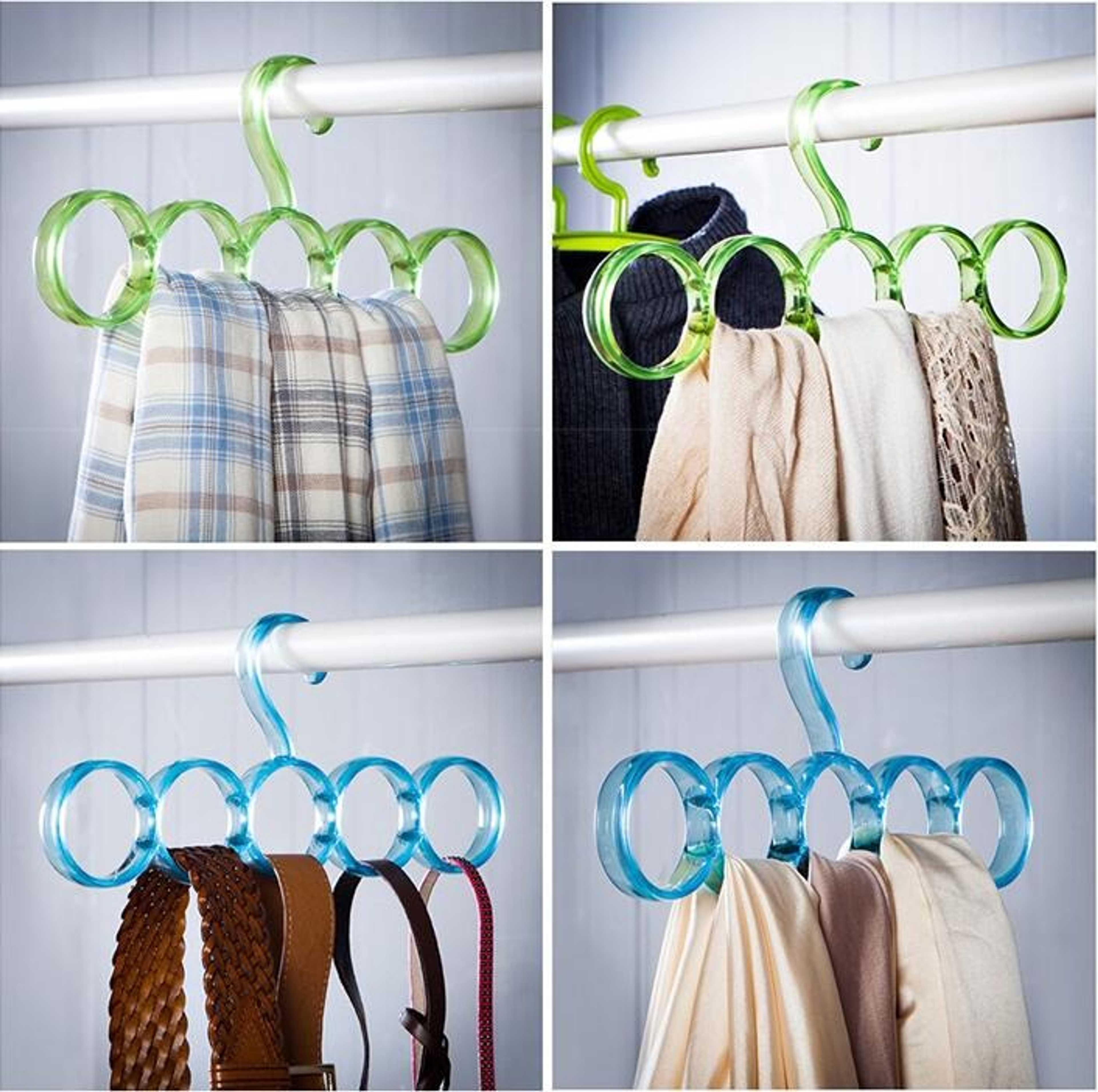 Pack Of 3 Eco-Friendly Five Hole Ring Rope Slots Holder Scarf Shawl Storage Hanger