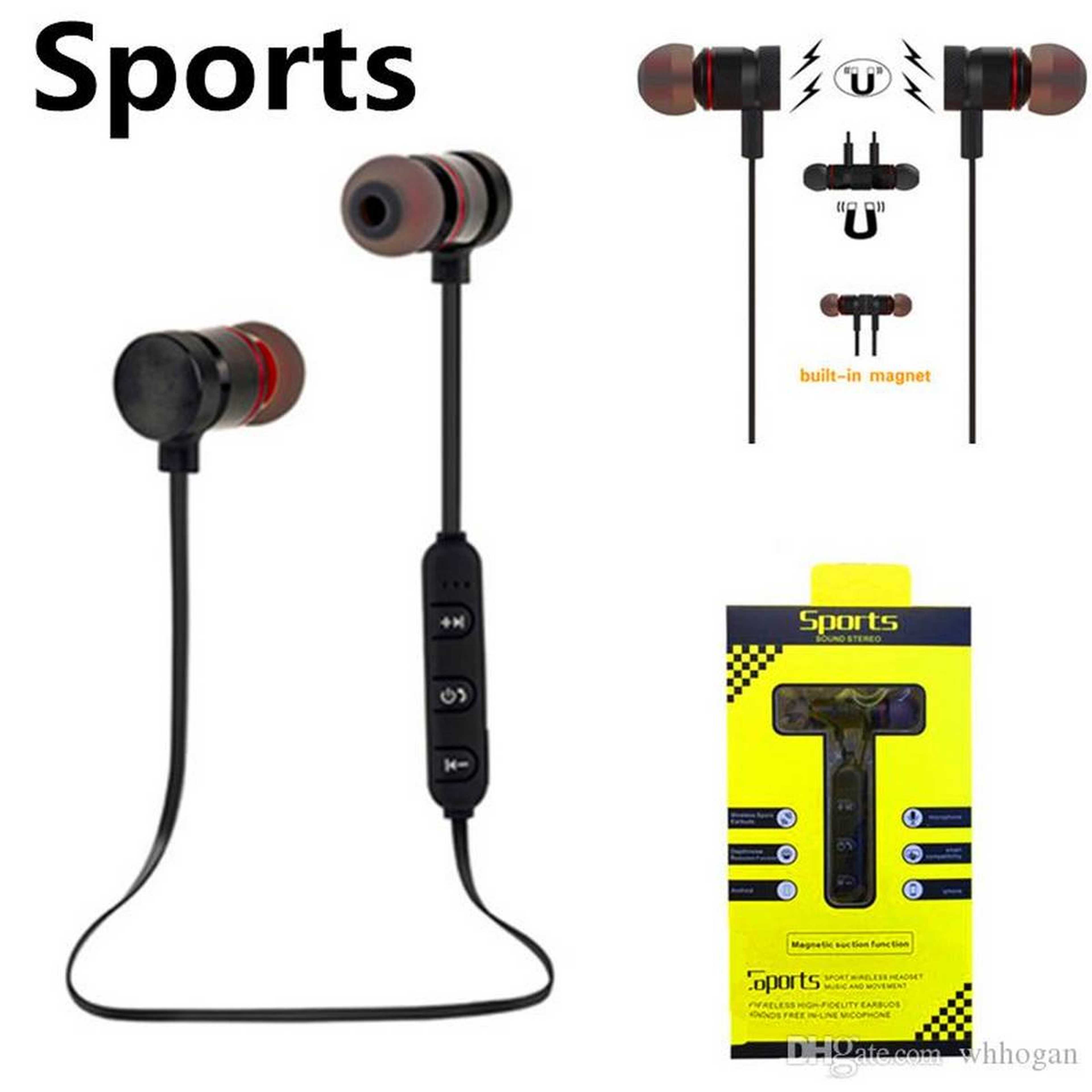 Sports Sound Stereo Wireless Bluetooth Headset Music & Movement Magnetic Suction Earphone WITH MIC/ Magnetic Handfree / Handsfree / Sports Handfree