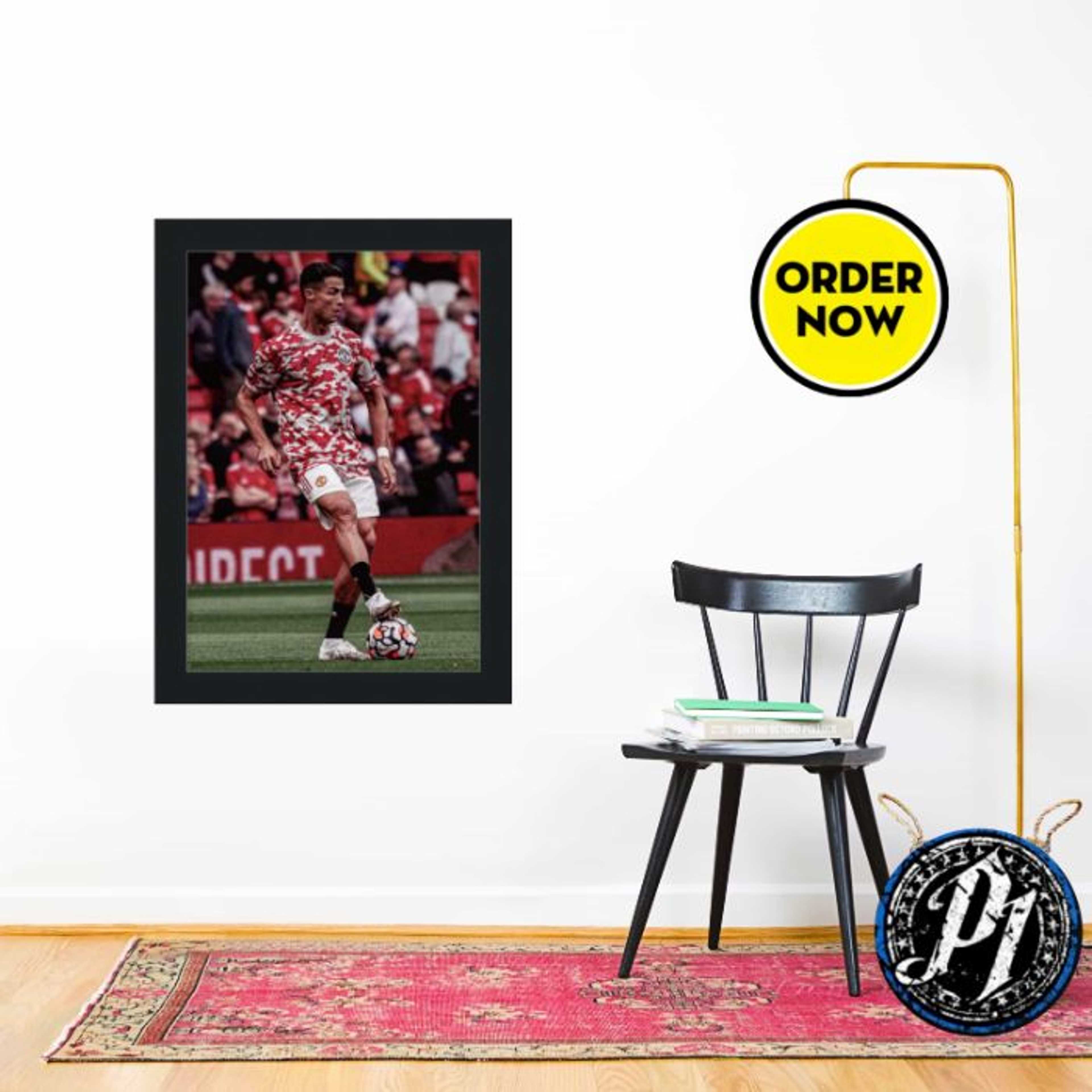 Cristiano Ronaldo - Modern Matte Black Wooden Wall Frame � A4 (8 x 12 inches) - Product Main Image