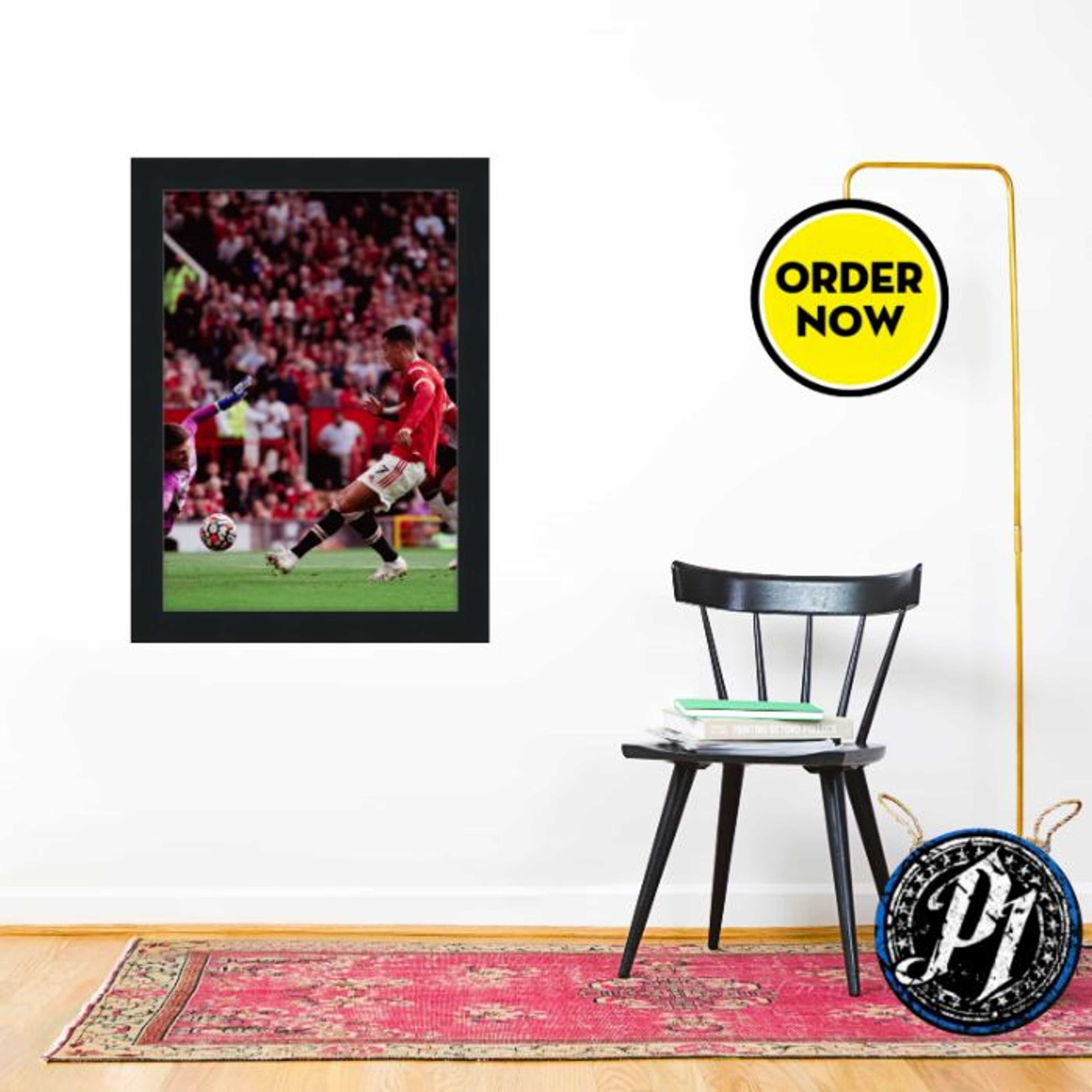 Ronaldo � The Touched Down - Modern Matte Black Wooden Wall Frame � A4 (8 x 12 inches) - Product Main Image