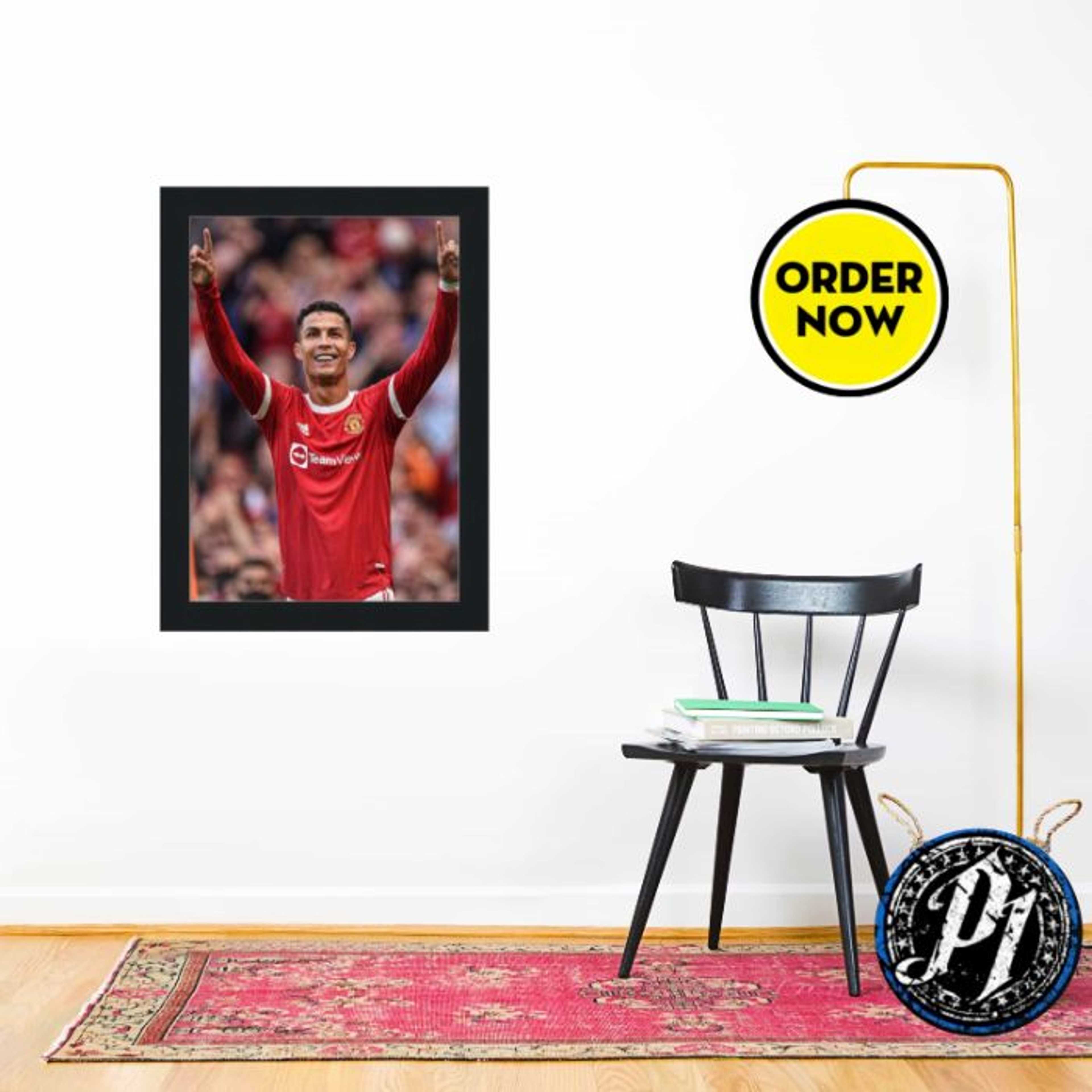 Ronaldo � The MANU King - Modern Matte Black Wooden Wall Frame � A4 (8 x 12 inches) - Product Main Image