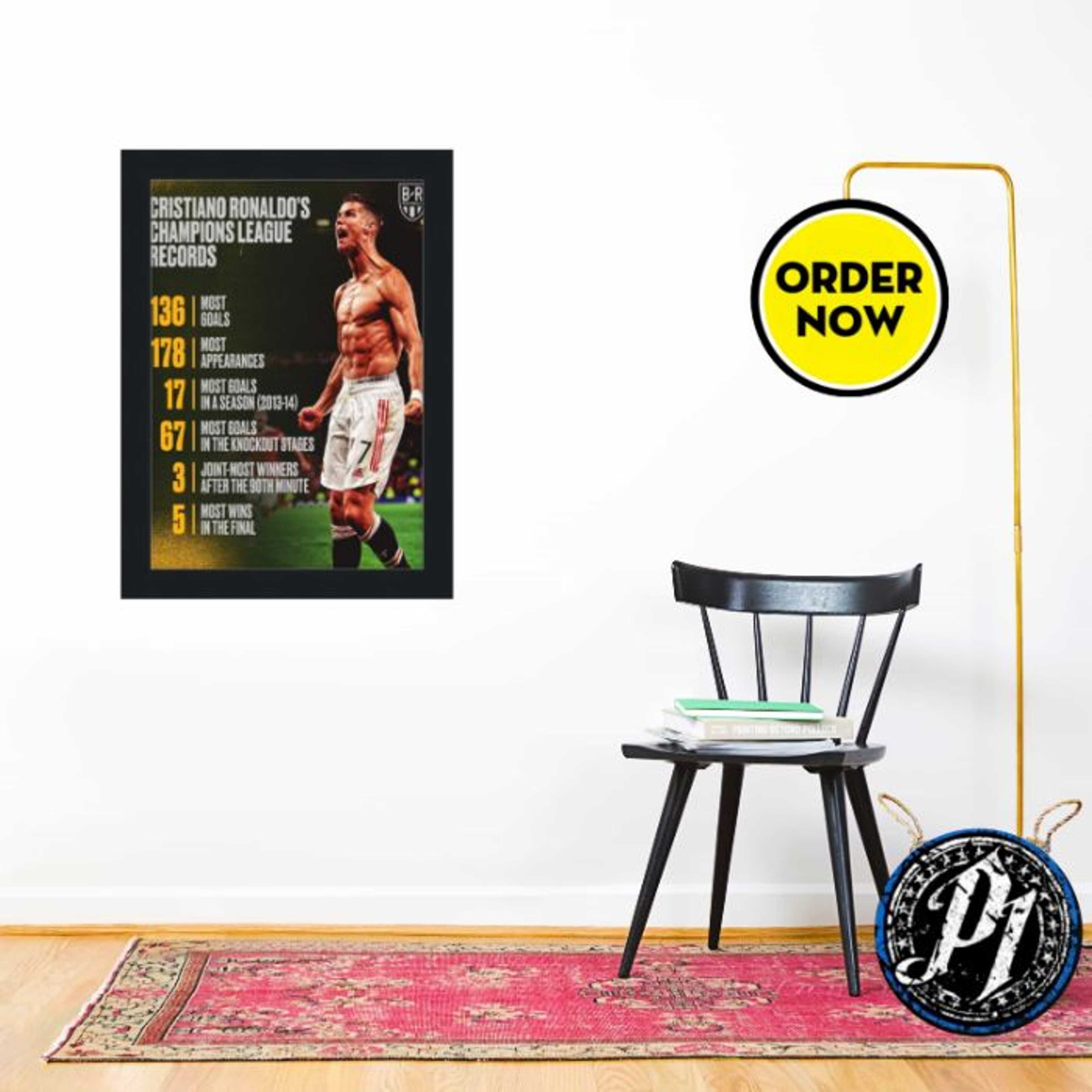 Ronaldo � The King - Modern Matte Black Wooden Wall Frame � A4 (8 x 12 inches) - Product Main Image