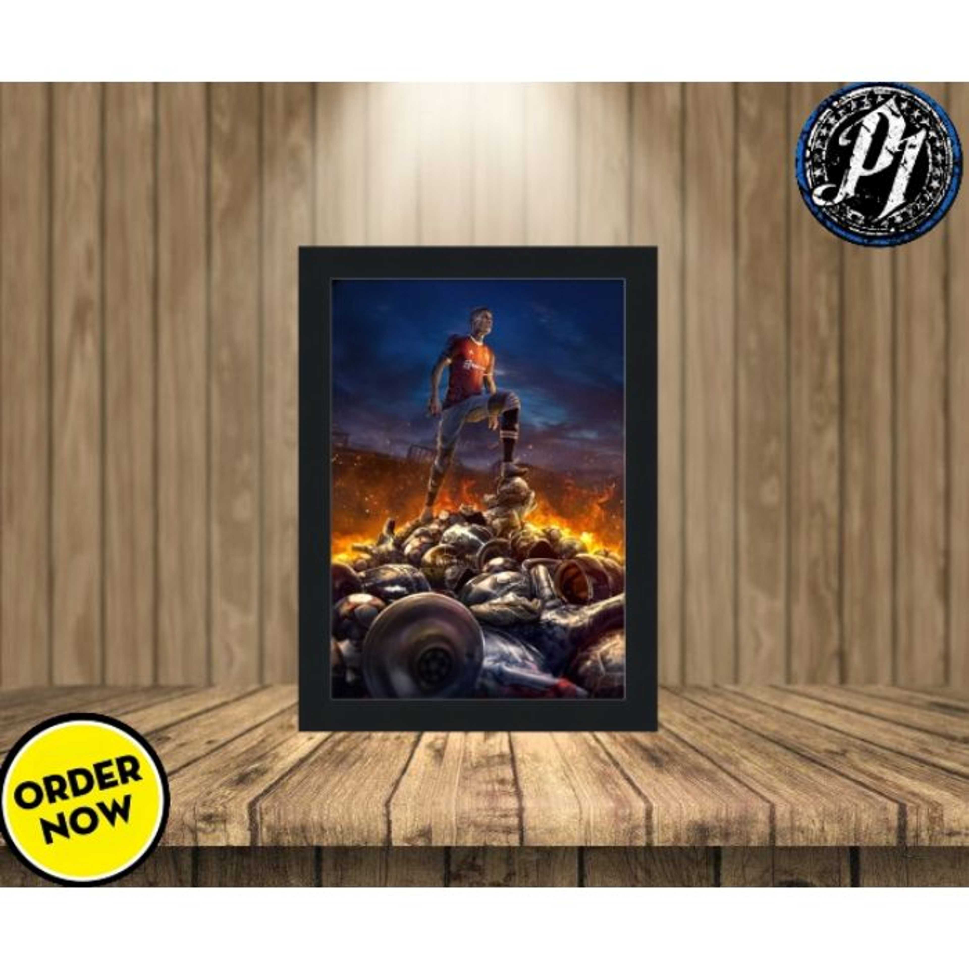 Ronaldo � The MANU Kid - Modern Matte Black Wooden Wall Frame � A4 (8 x 12 inches) - Product Main Image