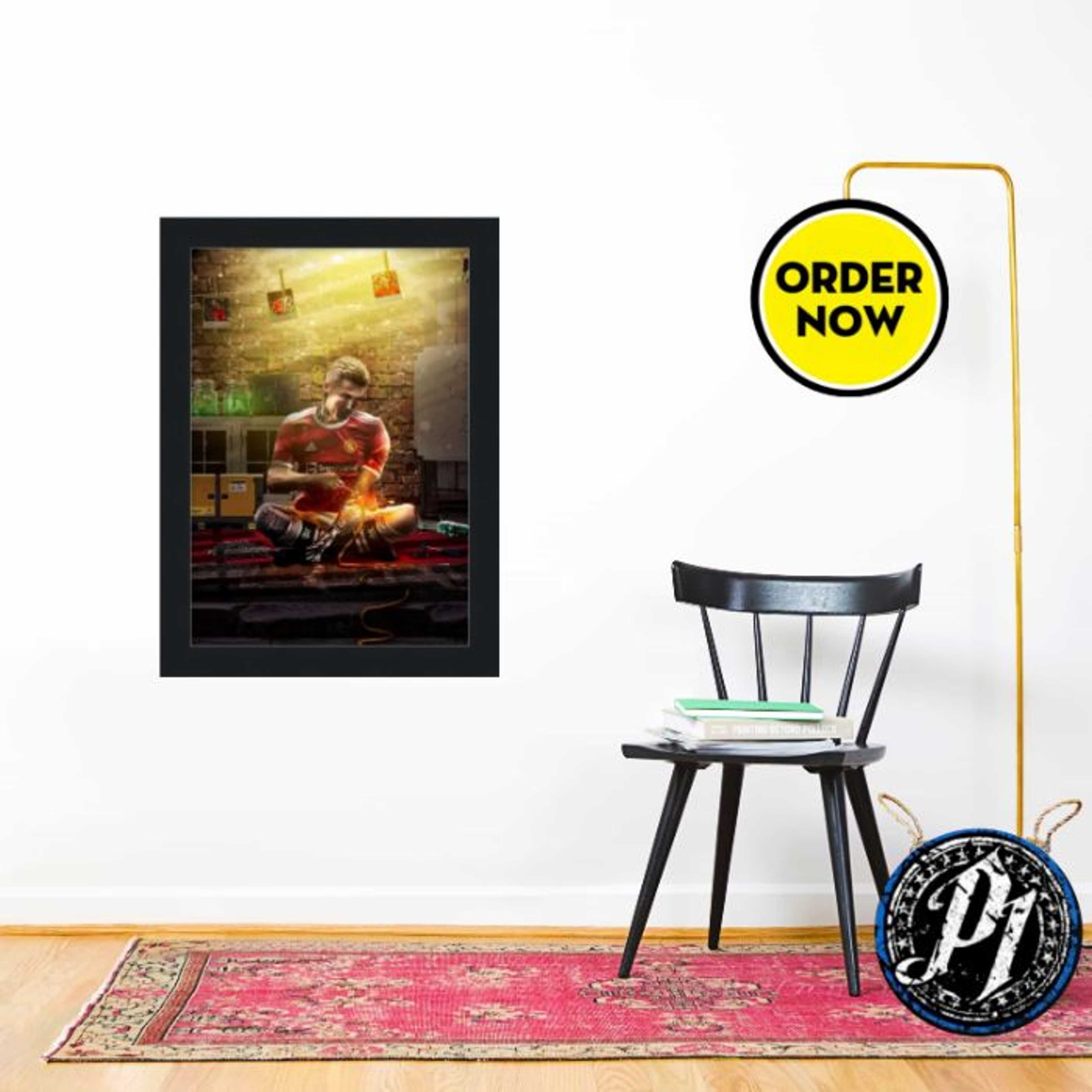 Ronaldo � Refueling MANU Energy - Modern Matte Black Wooden Wall Frame � A4 (8 x 12 inches) - Product Main Image