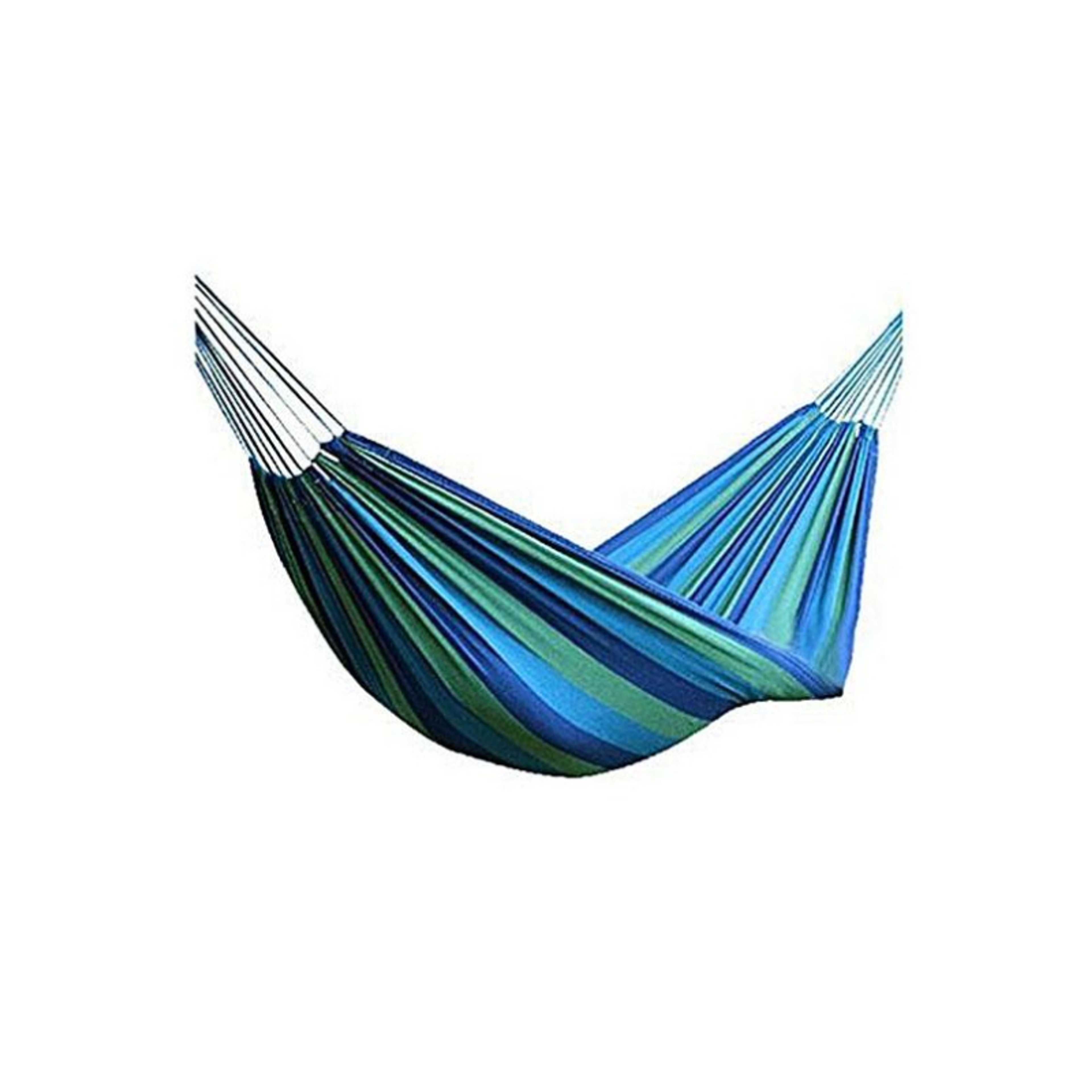 Canvas Striped Outdoor Hammock - Blue & Green - Product Main Image