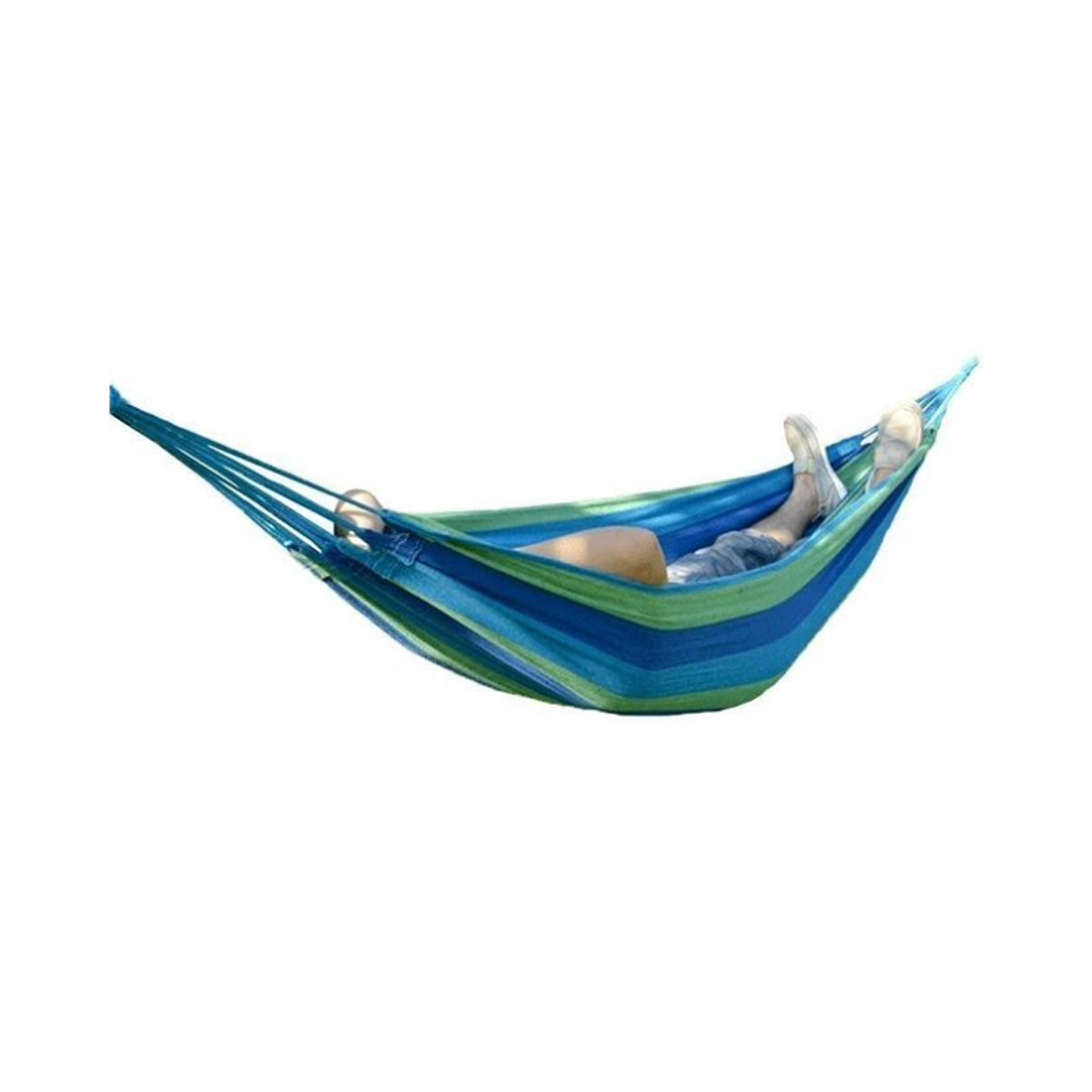 Portable Outdoor Hammock Hang Bed Camping Canvas Striped Design Multicolor - Product Main Image