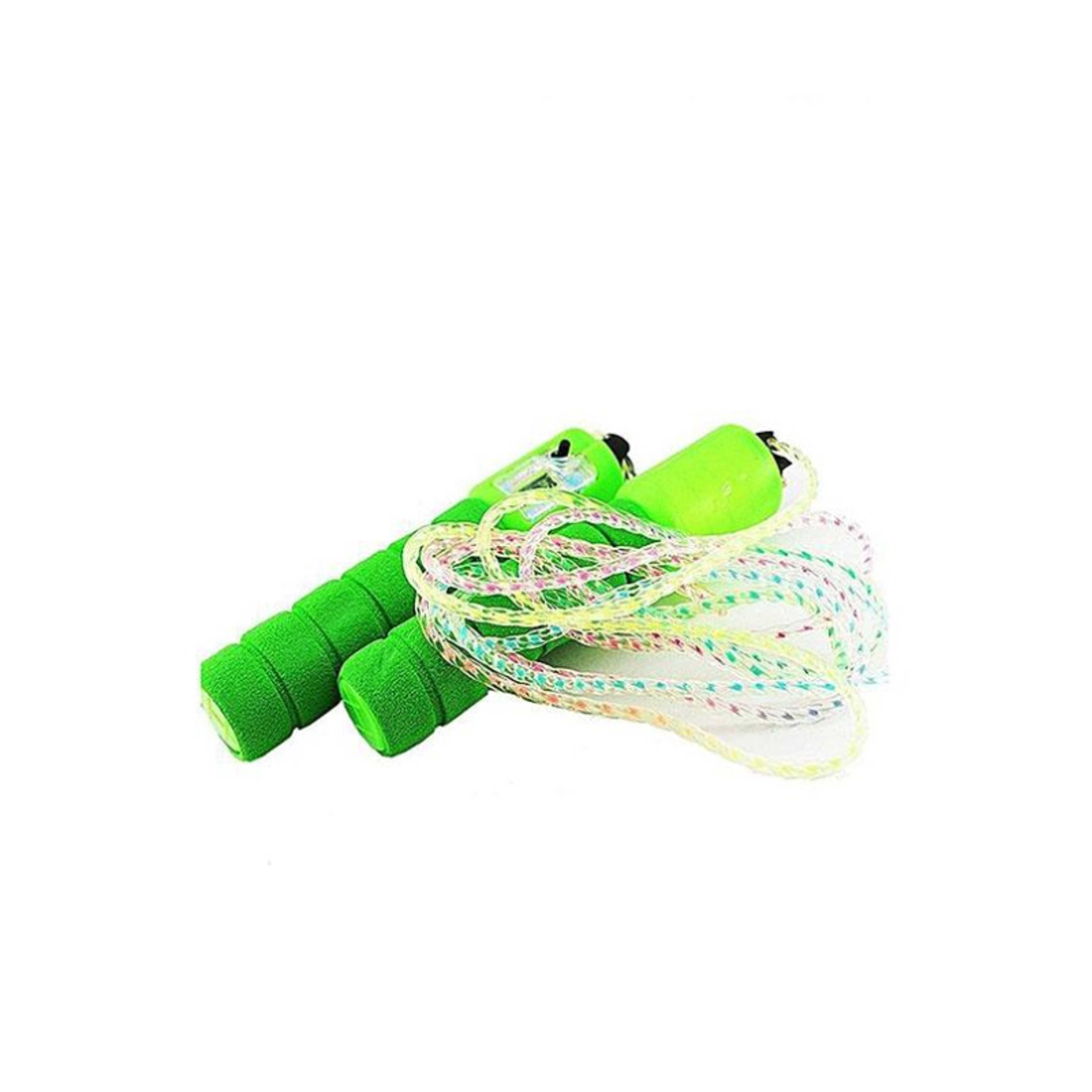 Skipping Rope With Counter Antii slip Rubber Grip & Adjustable Length - Green - Product Main Image