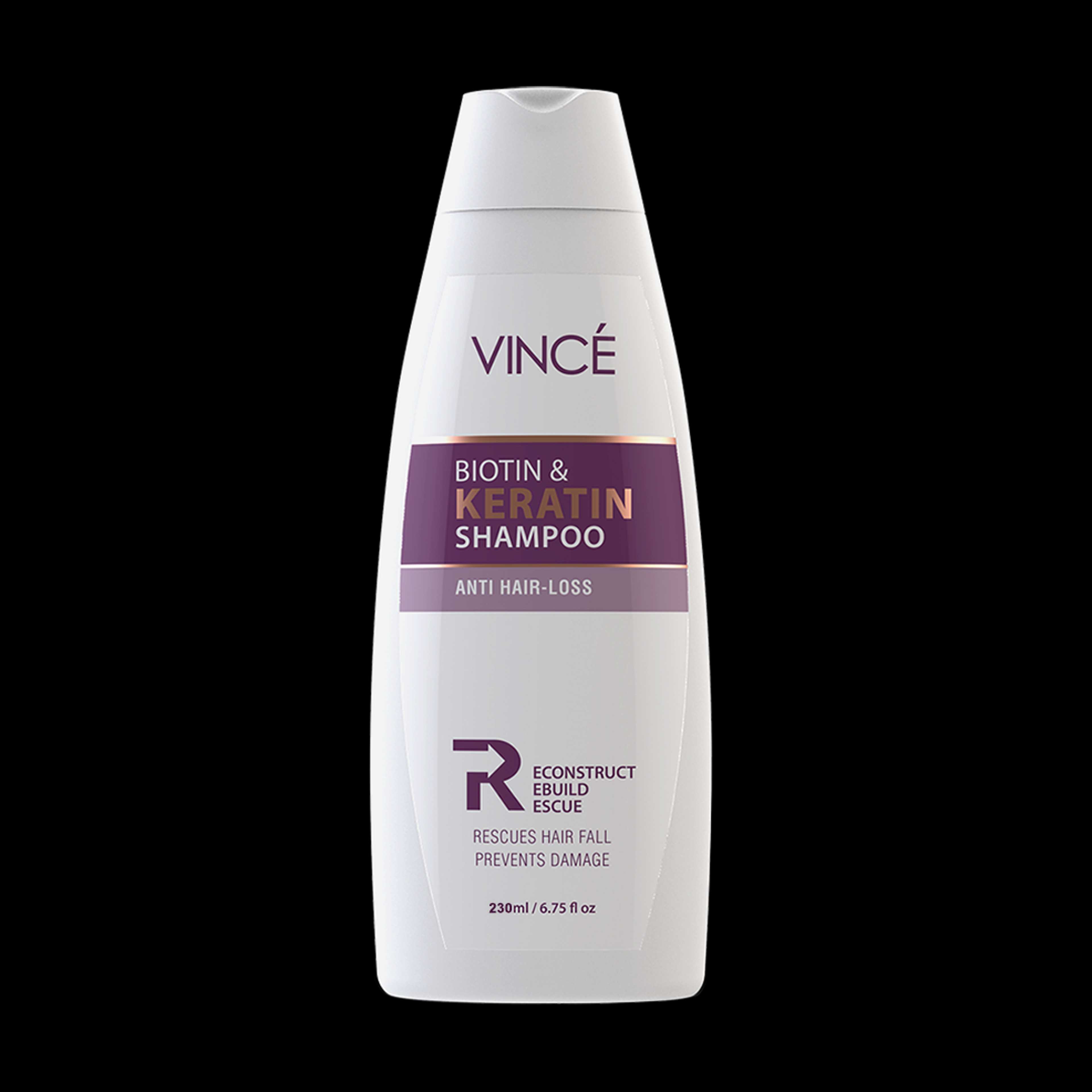 Vince_Biotin & Keratin Shampoo Anti Hair Loss Econstruct Ebuild Escue Rescue Hair Fall Prevents Damage By Vince_230ML - Product Main Image