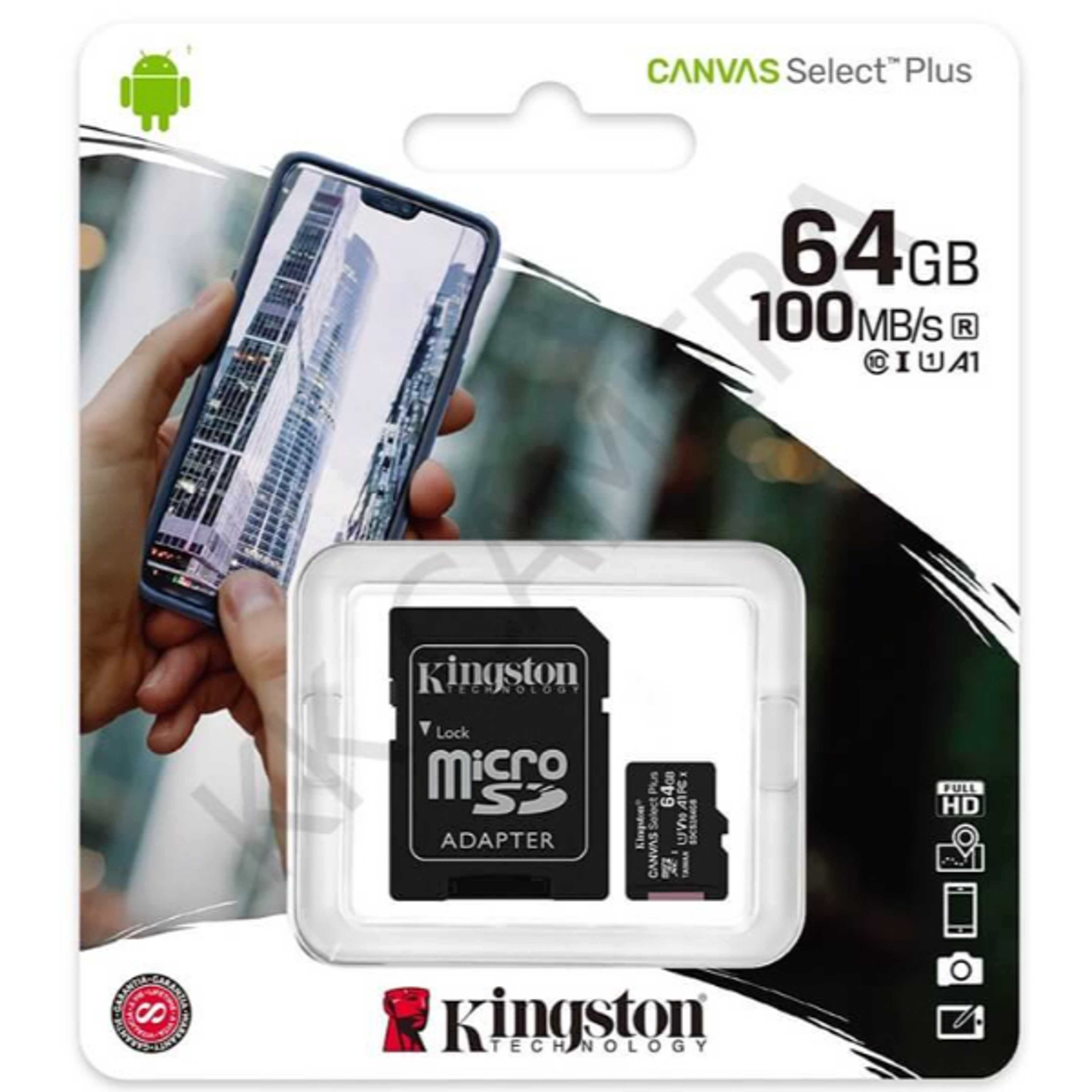 64gb Kingston Canvas Select Plus 100mbps Class 10 MicroSD Card