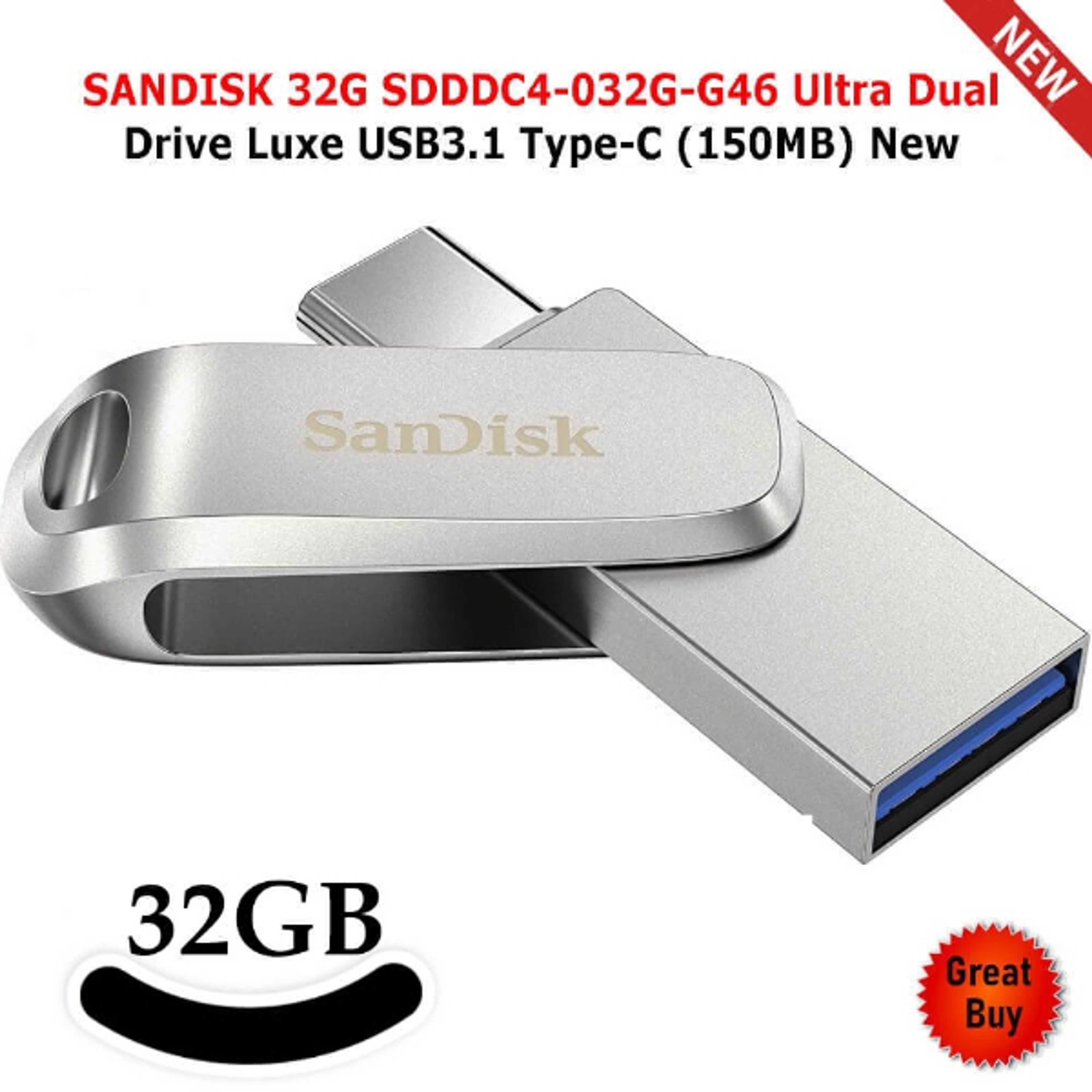 32GB Sandisk Ultra Luxe Dual Drive USB OTG Type-C 3.1 Speed
