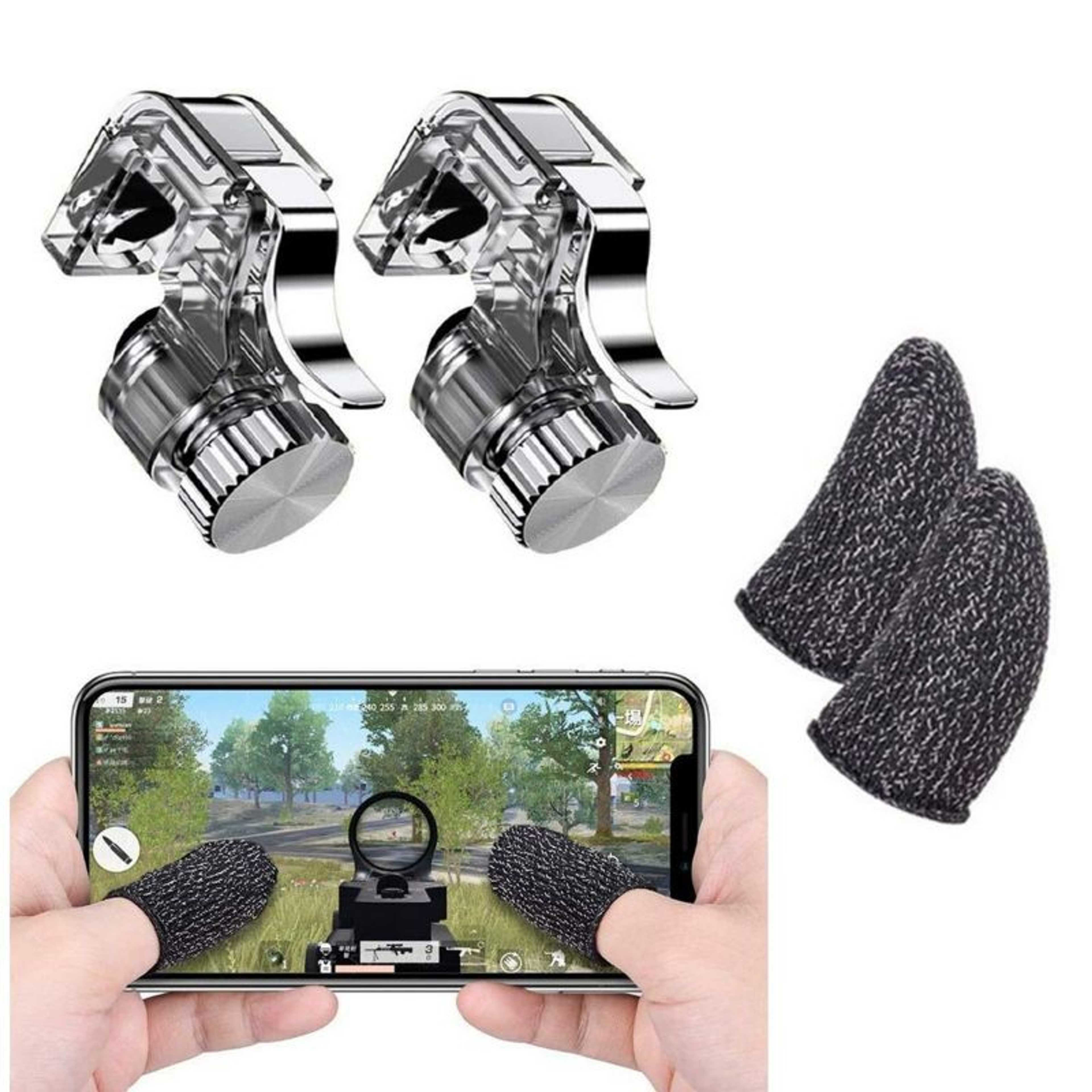 R11 with thumb glove Gaming PUBG TRIGGERS joystick/D9/E9/R11 R11 Metal Trigger Controller L2 R2 Buttons with thumb glove PUBG - Silver, Pubg Mobile Controller, Phone Triggers for Mobile Phone, Shooter Sensitive Controller Joysticks Aim