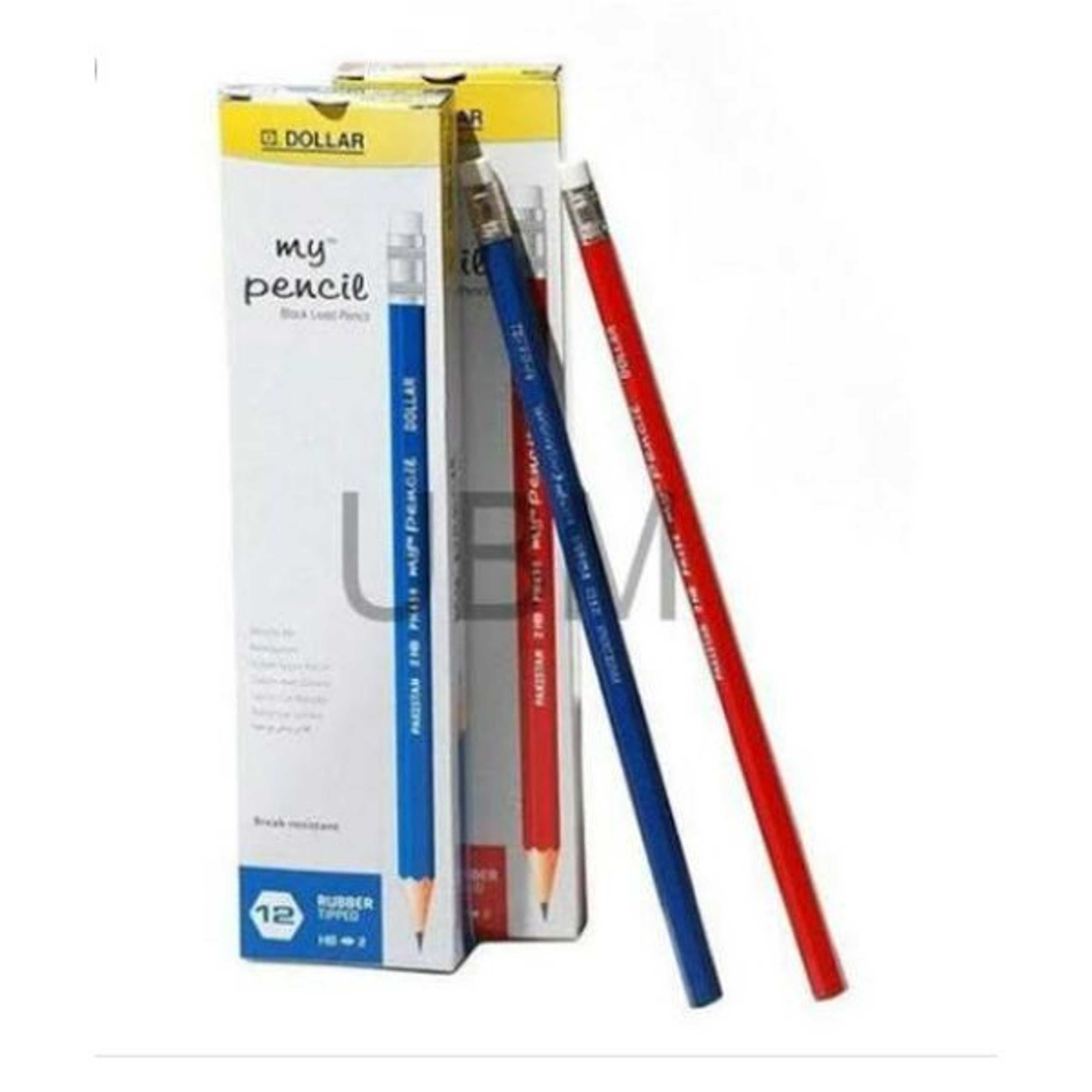 12 PCS ,DOLLAR PENCIL, MY PENCIL WITH ERASER 2HB