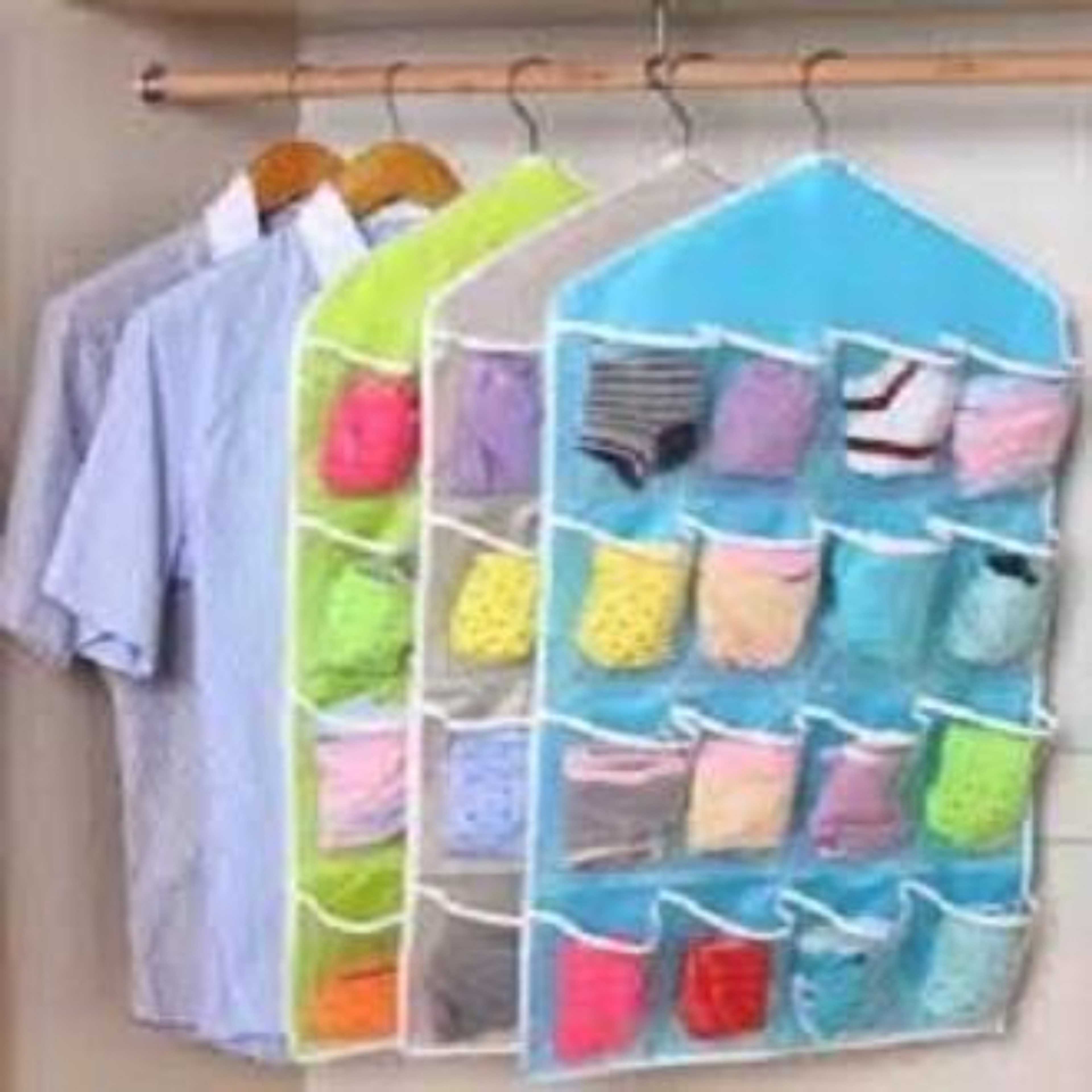 Flair 16 Pocket Durable Clear Door Fordable Wardrobe Storage Organizer Hanging Bag