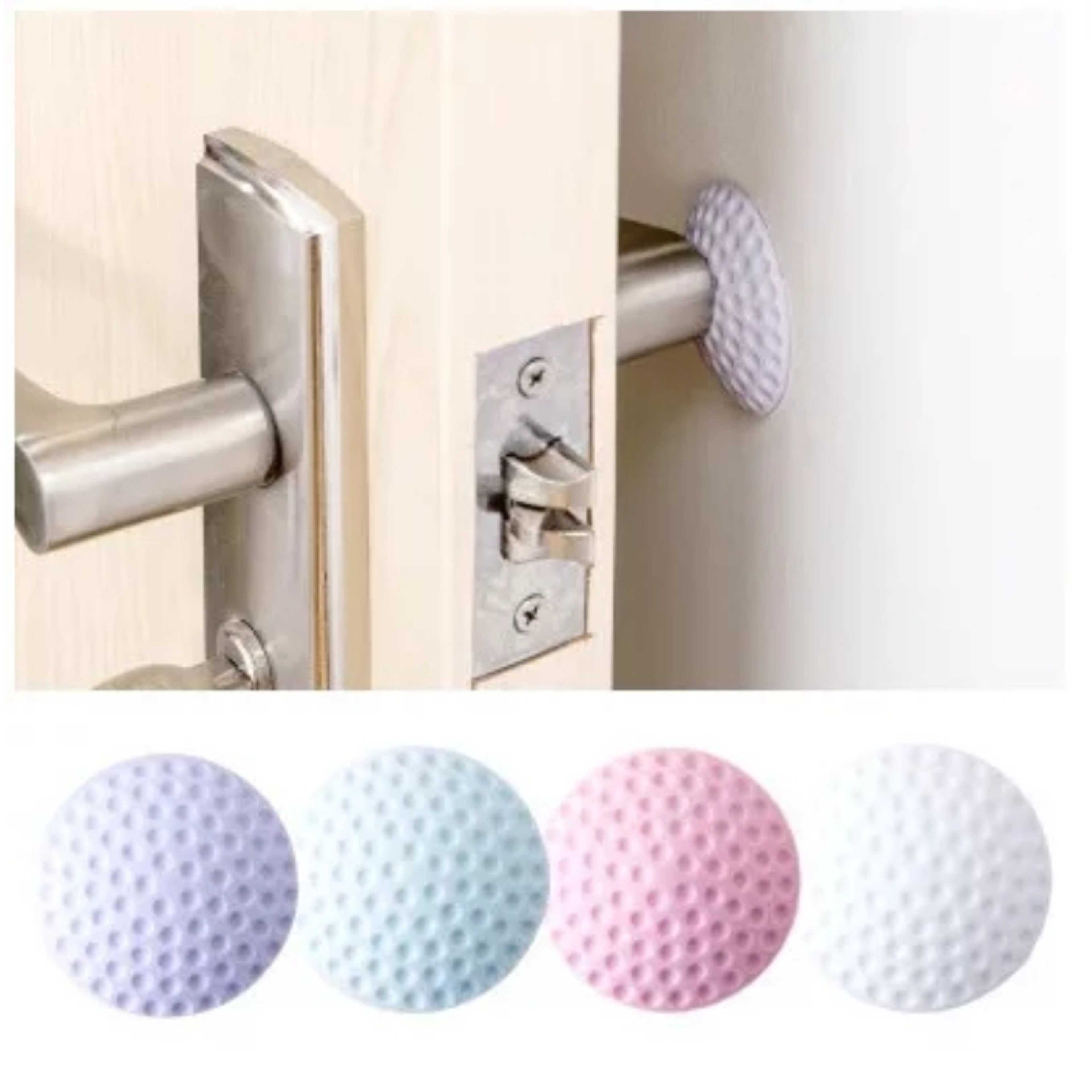 6 Pcs Thickening Mute Golf Rubber Handle Door Lock After Protective Pad Wall Stickers Multi colors - Product Main Image