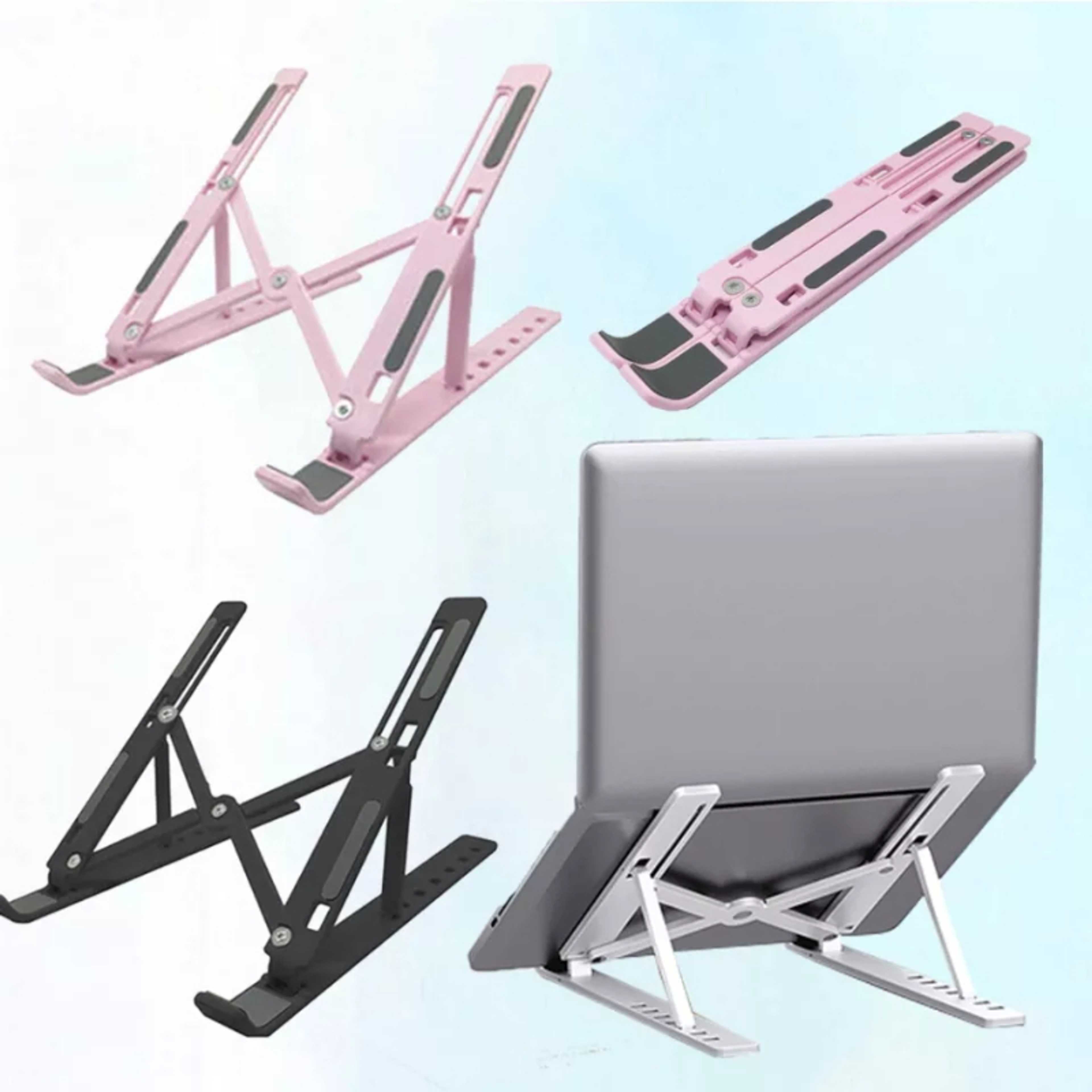 Foldable Portable Laptop Stand Notebook Stand lightweight ventilate 6-Level Height adjustable for 11 - 15 Inch Laptop stand High-Quality Plastic + Aluminum Alloy+ ABS + silicone Material Ultra-Thin Stand for All Laptops