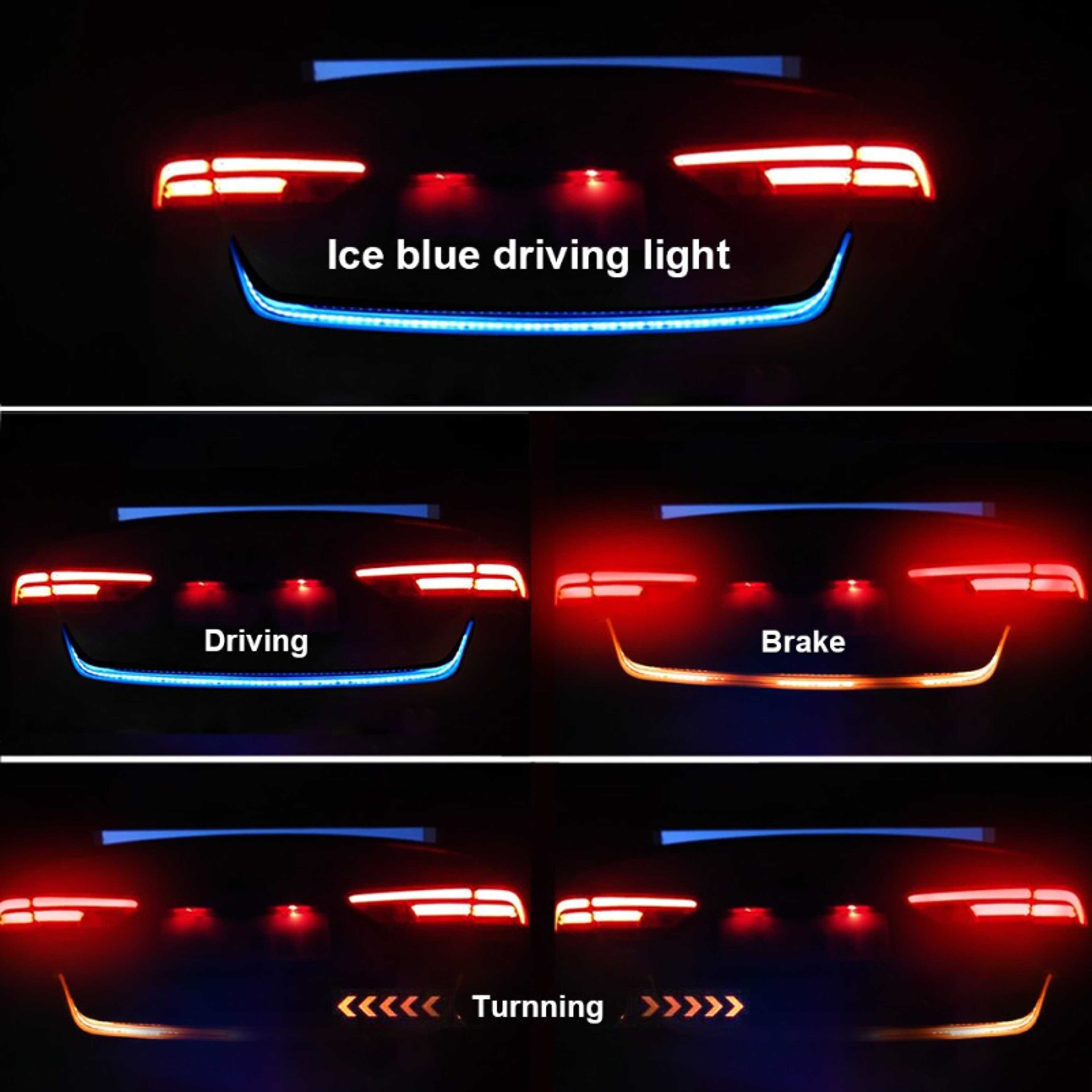 Car Rear Trunk Tail LED Strip Lighting Light Dynamic Streamer Warning Light Brake Turn Signal/Reverse For Honda Civic, City, Toyota GLI, Yaris, Wagon R, Alto VXR, Mehran and all Cars Jeep Buses Vans Parrado