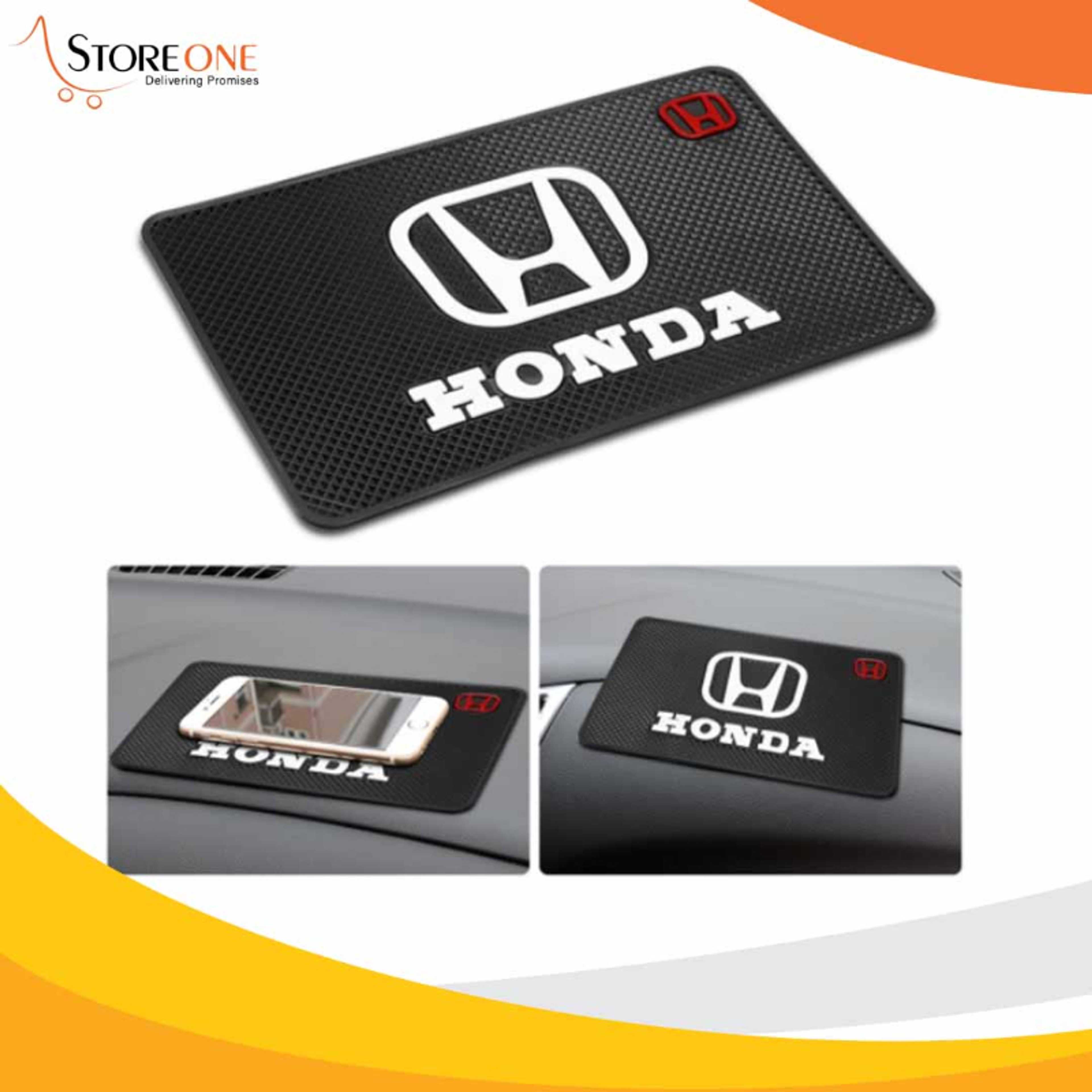 Honda Logo Non Slip Car Dashboard Mat - Honda Printed Black Color Sticky Mat