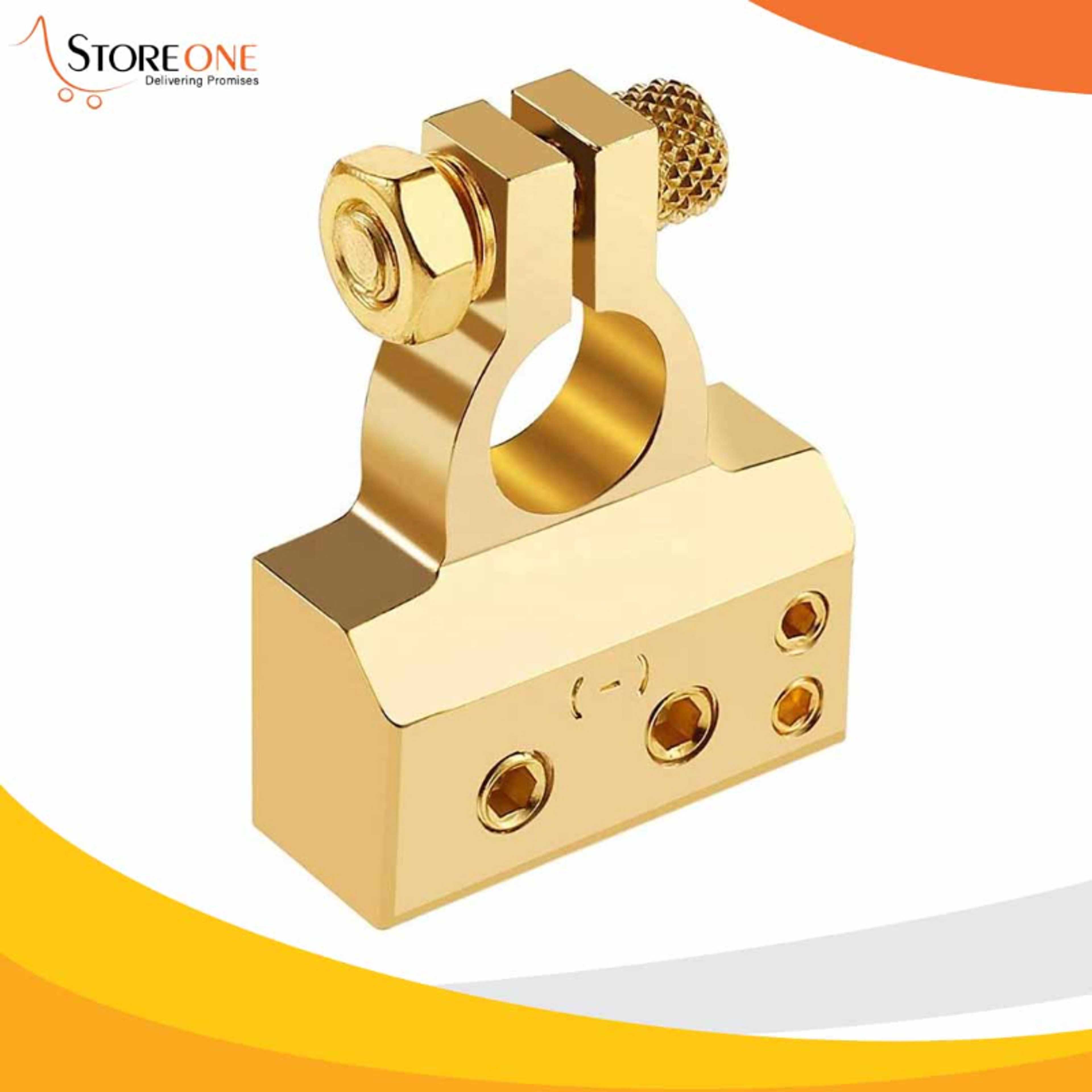 2Pcs Gold Heavy Duty Plated Car Battery Terminals - Battery Head Positive + Negative Connectors