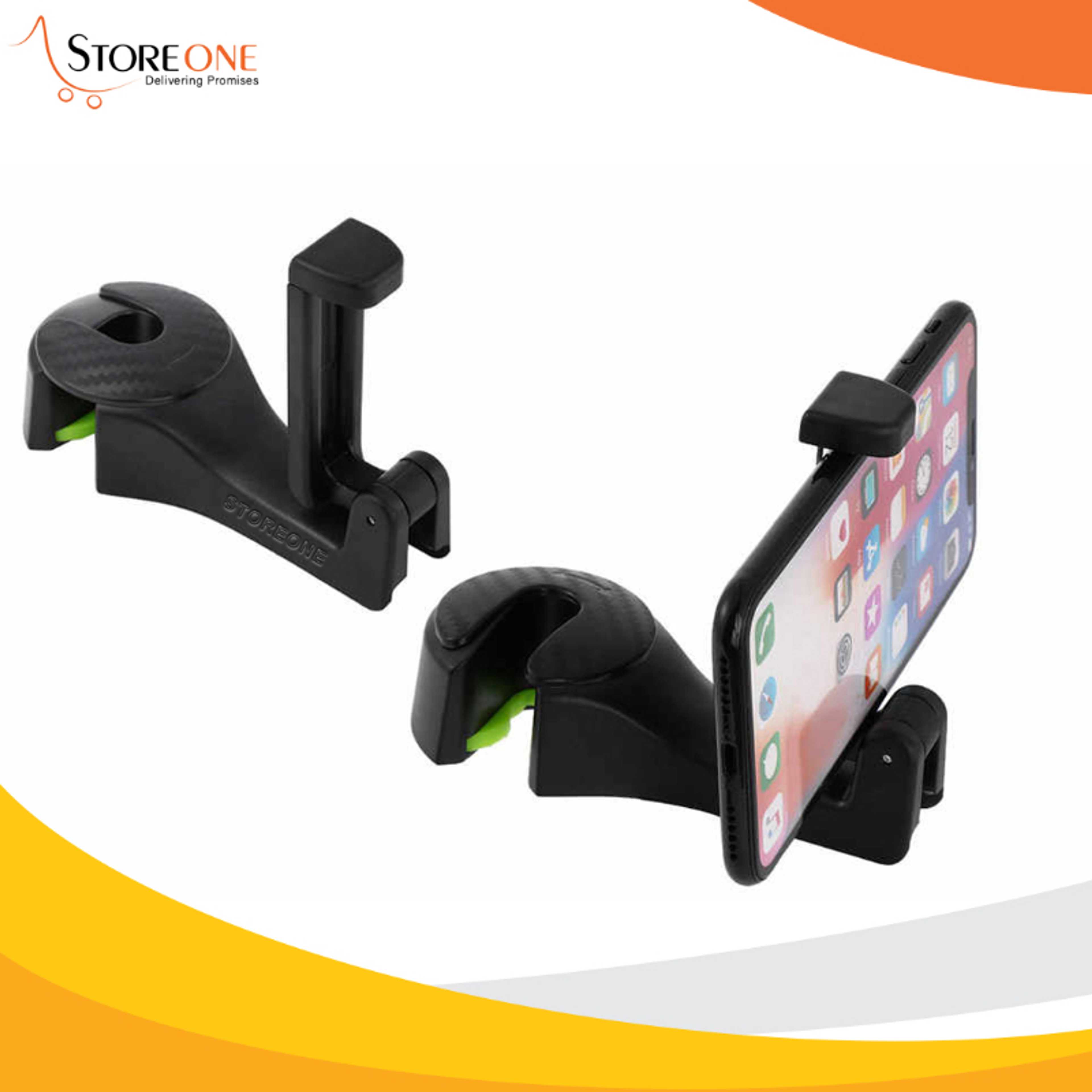 2 in 1 Auto Car Back Seat Phone Holder Stand Headrest Hanger Hooks Clips for Bag Purse Cloth Grocery Automobile Interior Accessories