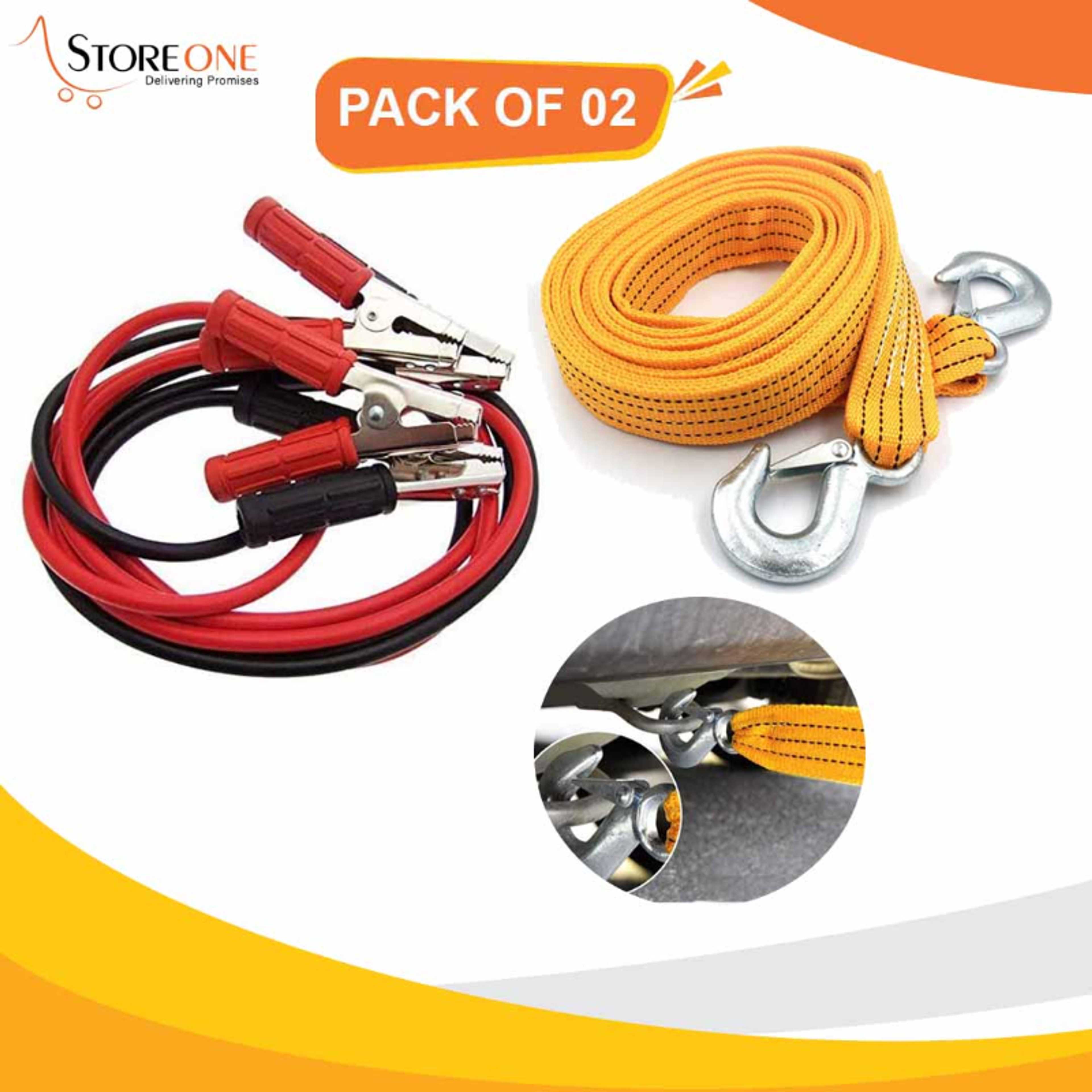 PACK OF 02 Car Booster Cable - Jumper Start Wires - Emergency car tow rope belt – Big Deal – Automotive