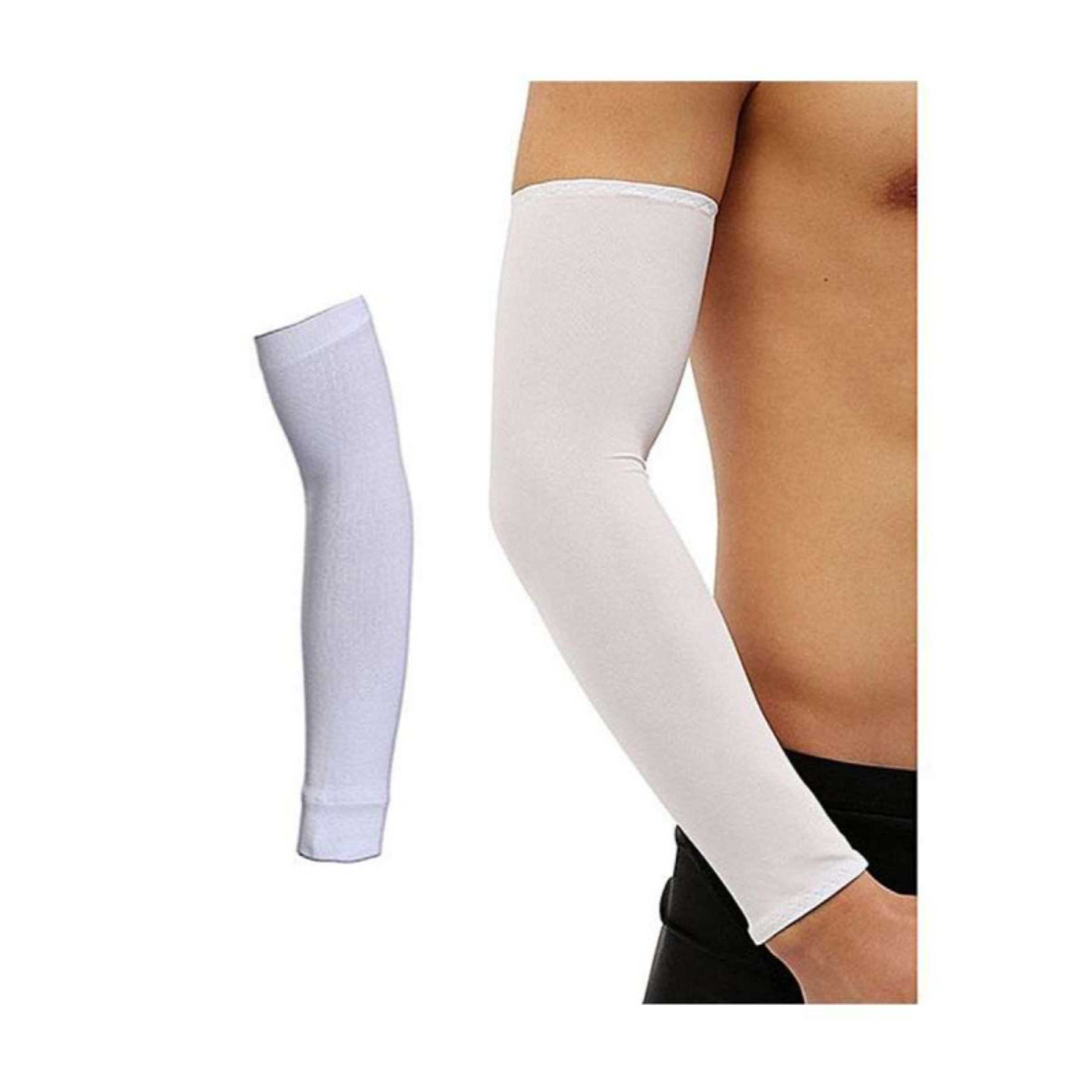 Pair of Cooling Arm Sleeves Cover UV Sun Protector Golf Athletic Sport - White - Product Main Image
