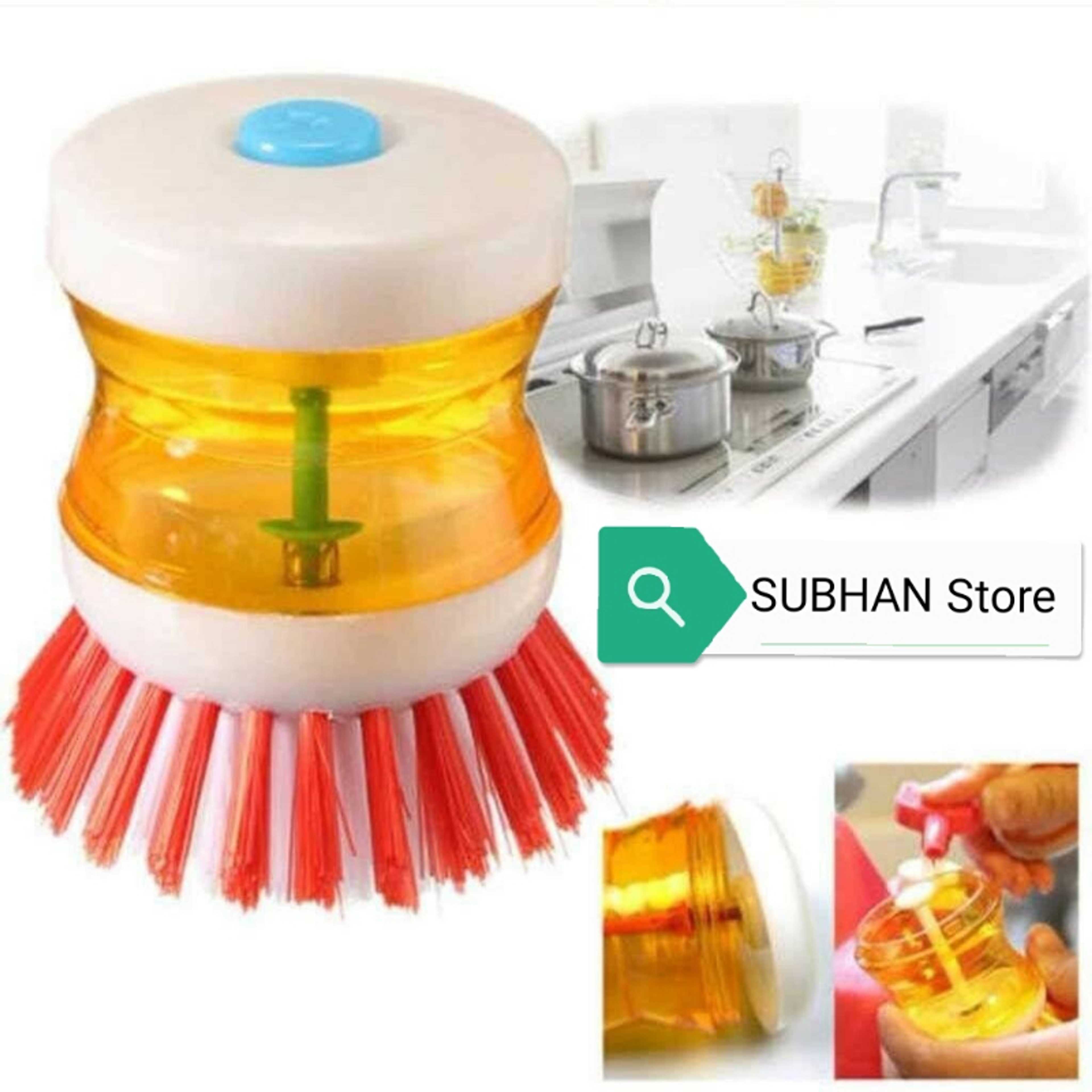 Easy Use Palm Scrubber Wash Clean Tool Holder Soap Dispenser Brush Dish Washer /Pressure liquid pot washing brush/dish brush/cleaning brush