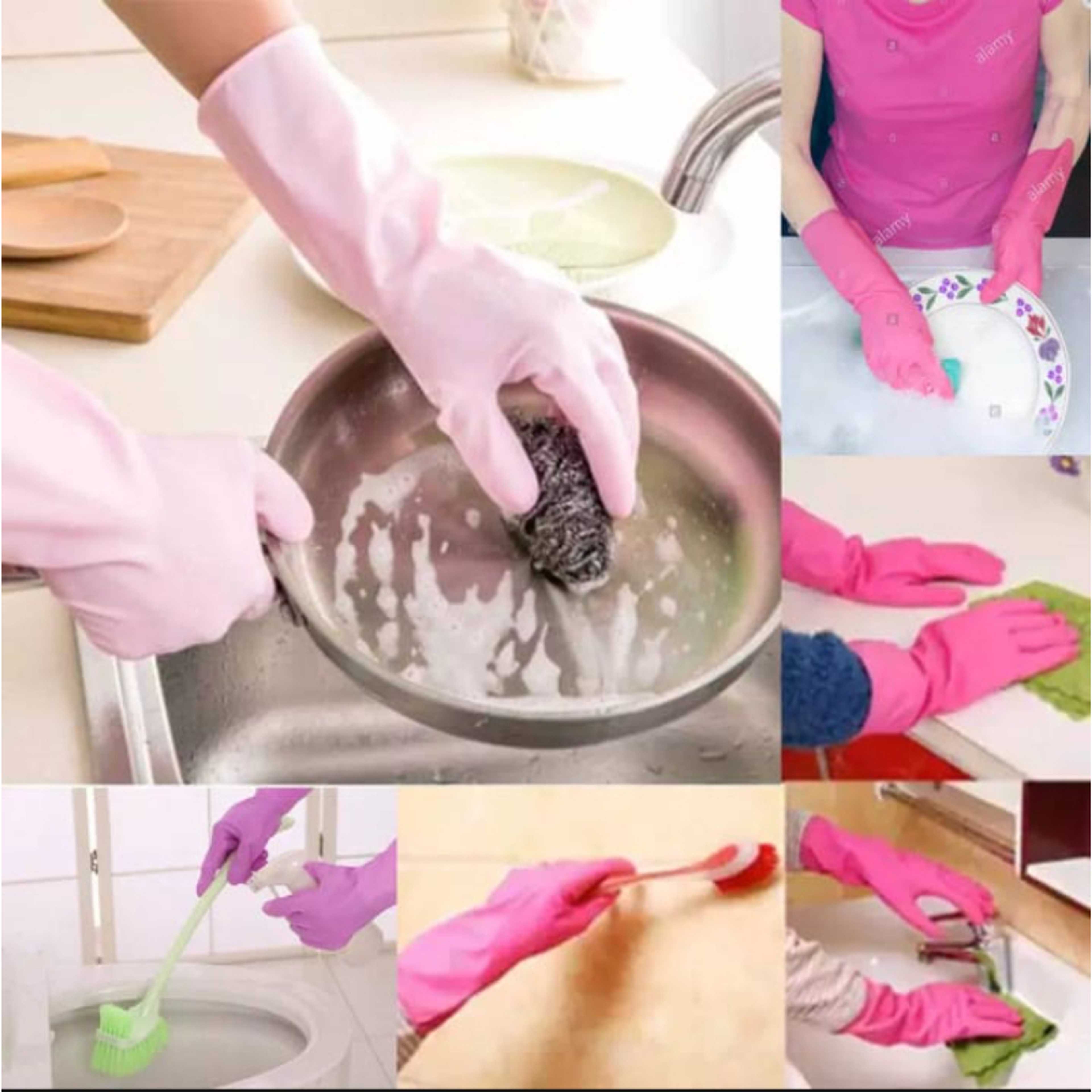 Fine Quality Nice Finishing Long Lasting Rubber Gloves for cleaning & Kitchen Household Waterproof Rubber Durable Suitable for Washing Dishes