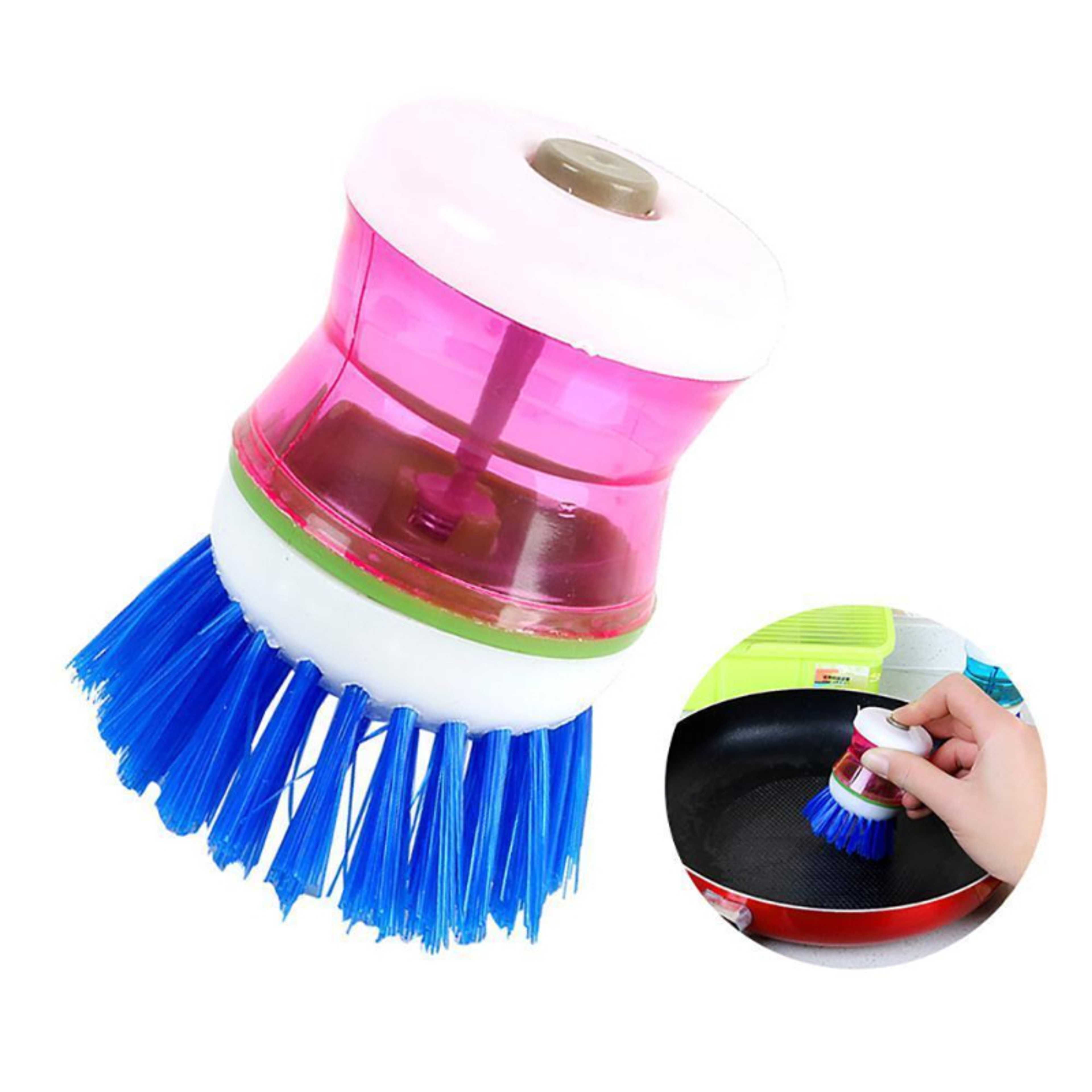 Love Pakistan Cleaning Brush with Soap Dispenser for Kitchen, Sink, Dish Washer (Multicolor)1 Pcs