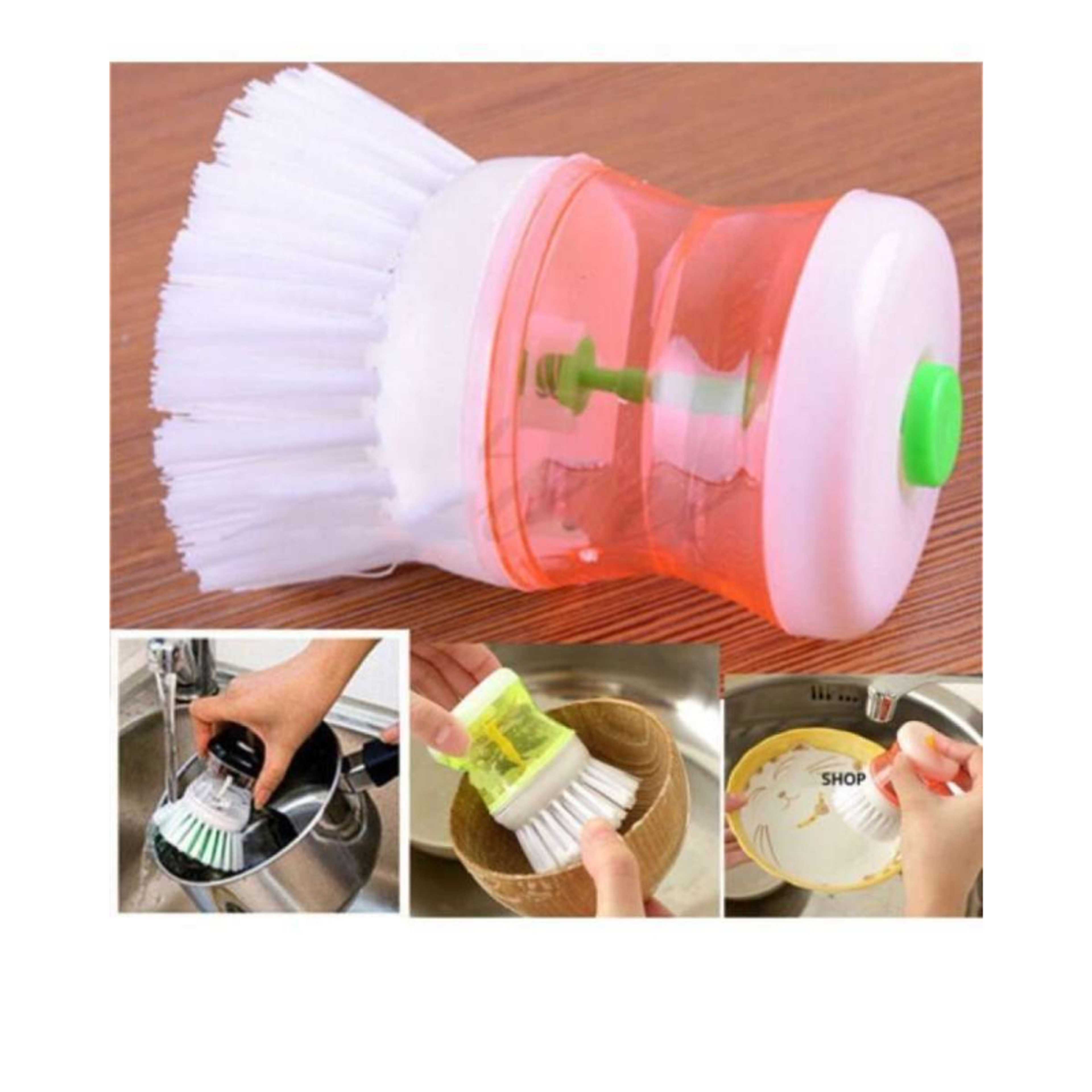 Kitchen Wash Tool Pot Dish Plastic Brush With Washing Up Liquid Soap Dispenser