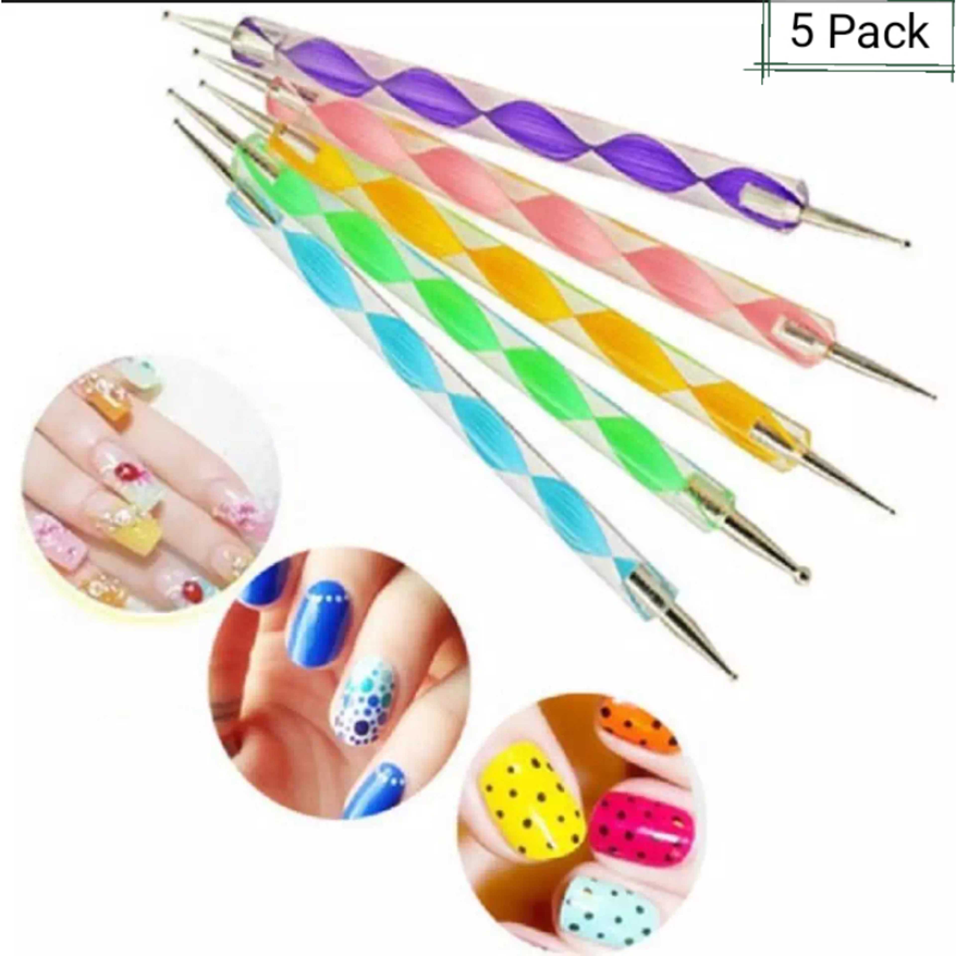 5pc 2 Way Dotting Pen Tool Nail Art Tip Dot Paint Manicure - Product Main Image