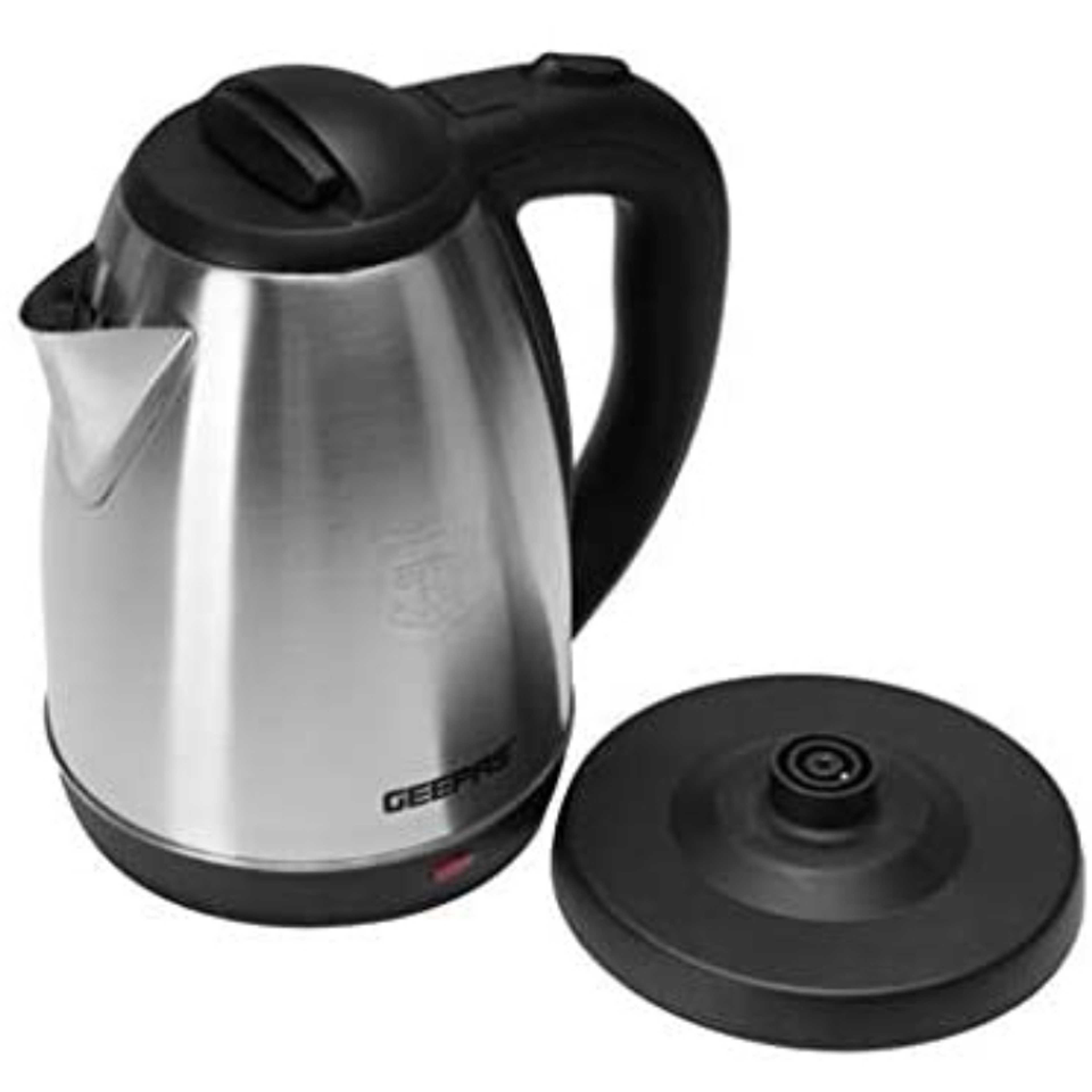 Geepas Plastic & Steel Electric Tea Kettle - 1.8 Liters - 1400 Watts - Silver & Black