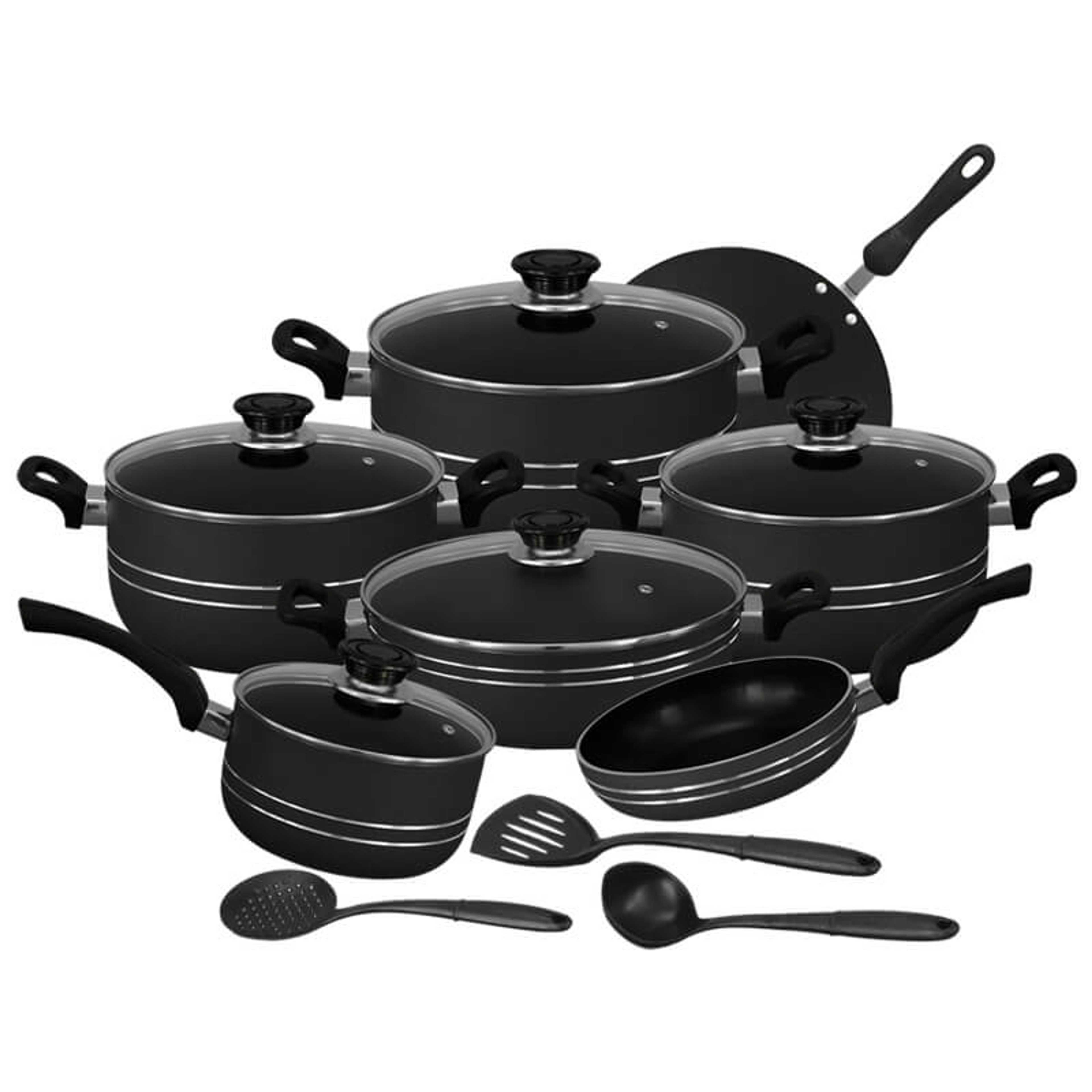 Oriel Series Non Stick Cookware Set 15 Pcs | Black