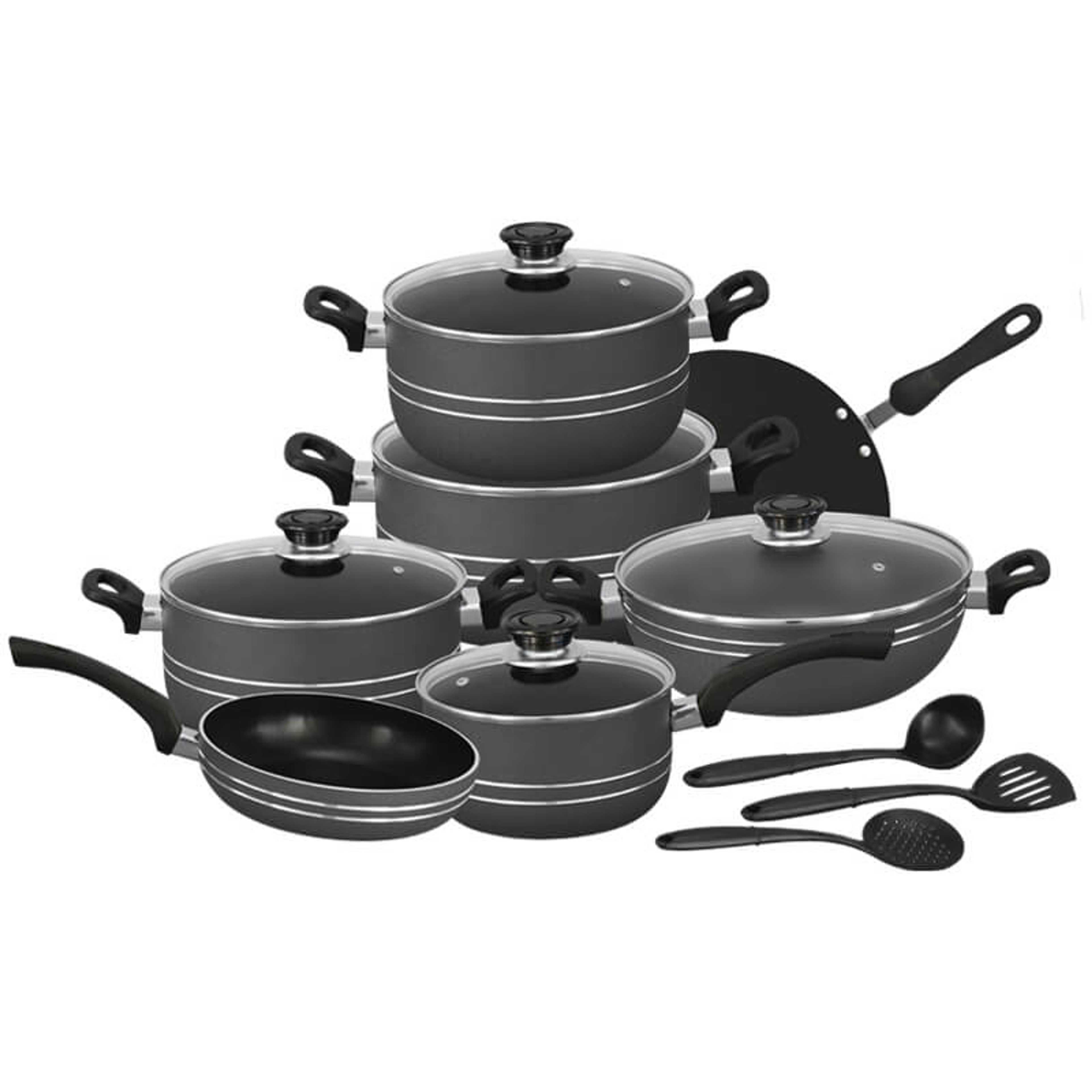 Sarina Series Non Stick Cookware Set 15 Pcs | Grey